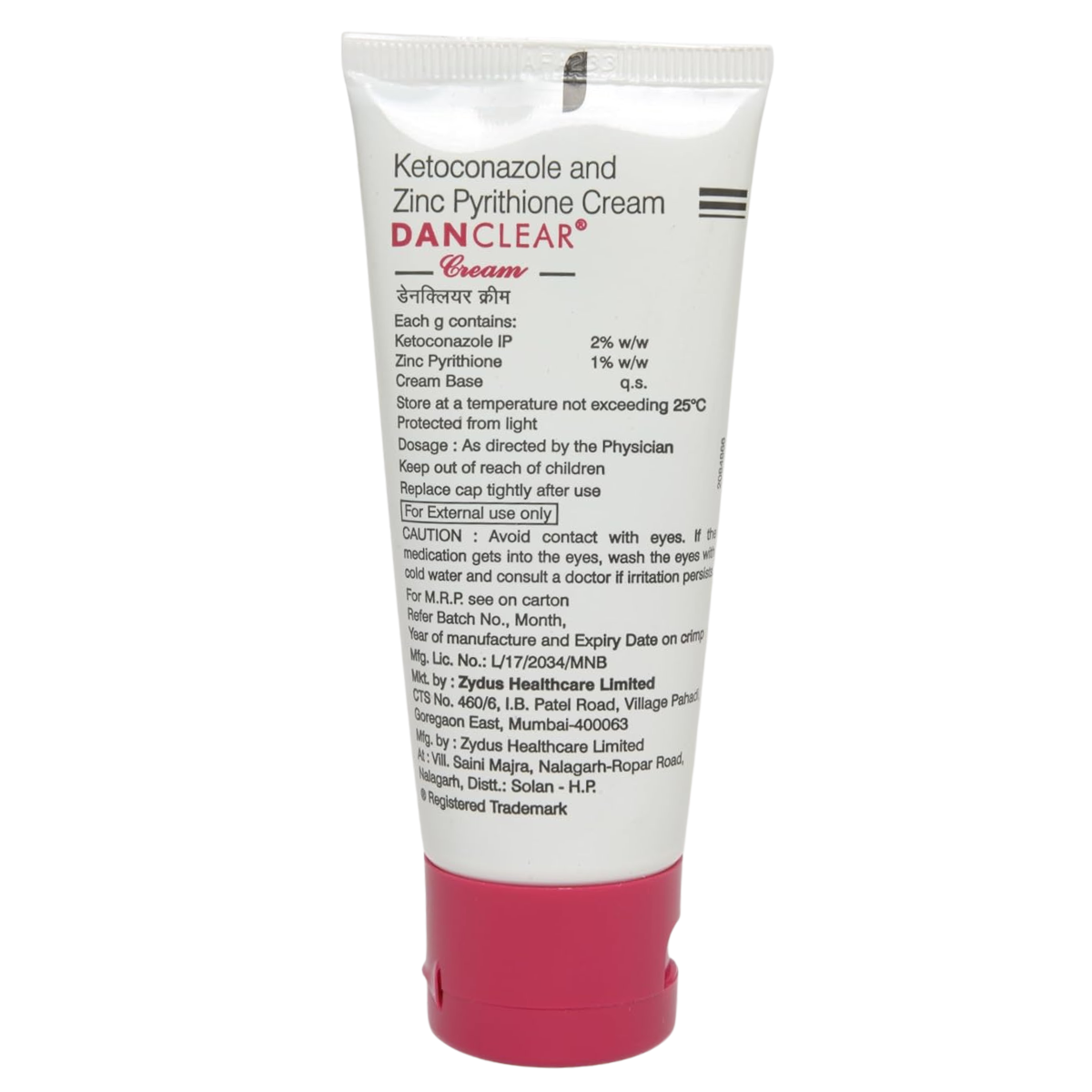 Danclear - Tube of 50g Cream with Ketoconazole and Zinc Pyrithione