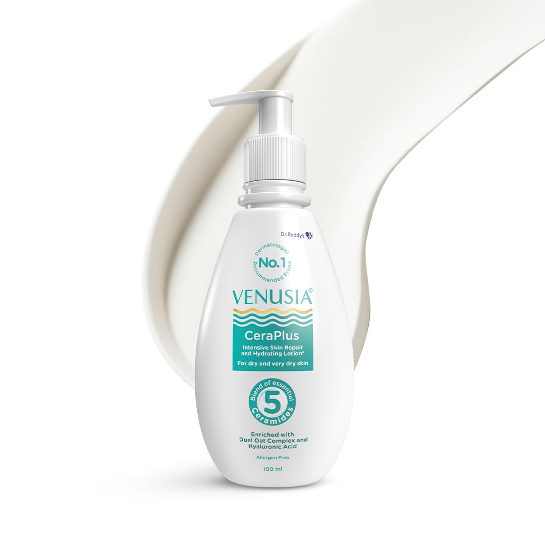 Venusia CeraPlus Moisturizing Lotion For Dry Skin - Formulated With 5 Essential Ceramides, Oat Complex, Hyaluronic Acid : Hypoallergenic and Fragrance-Free