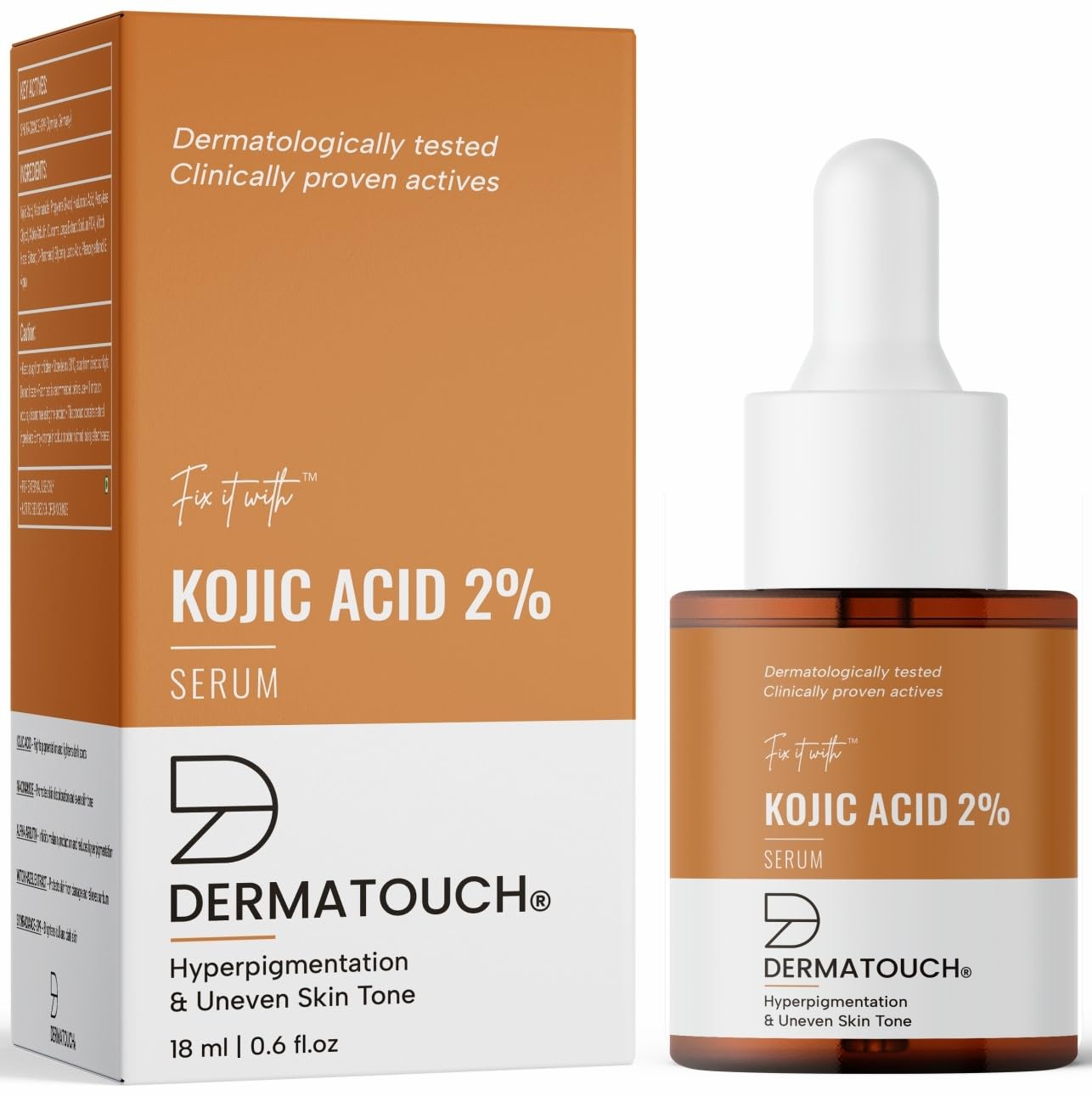 DERMATOUCH Kojic Acid 2% Serum | Best for Hyperpigmentation, Uneven Skin Tone & Dark Spots | For Both Men & Women