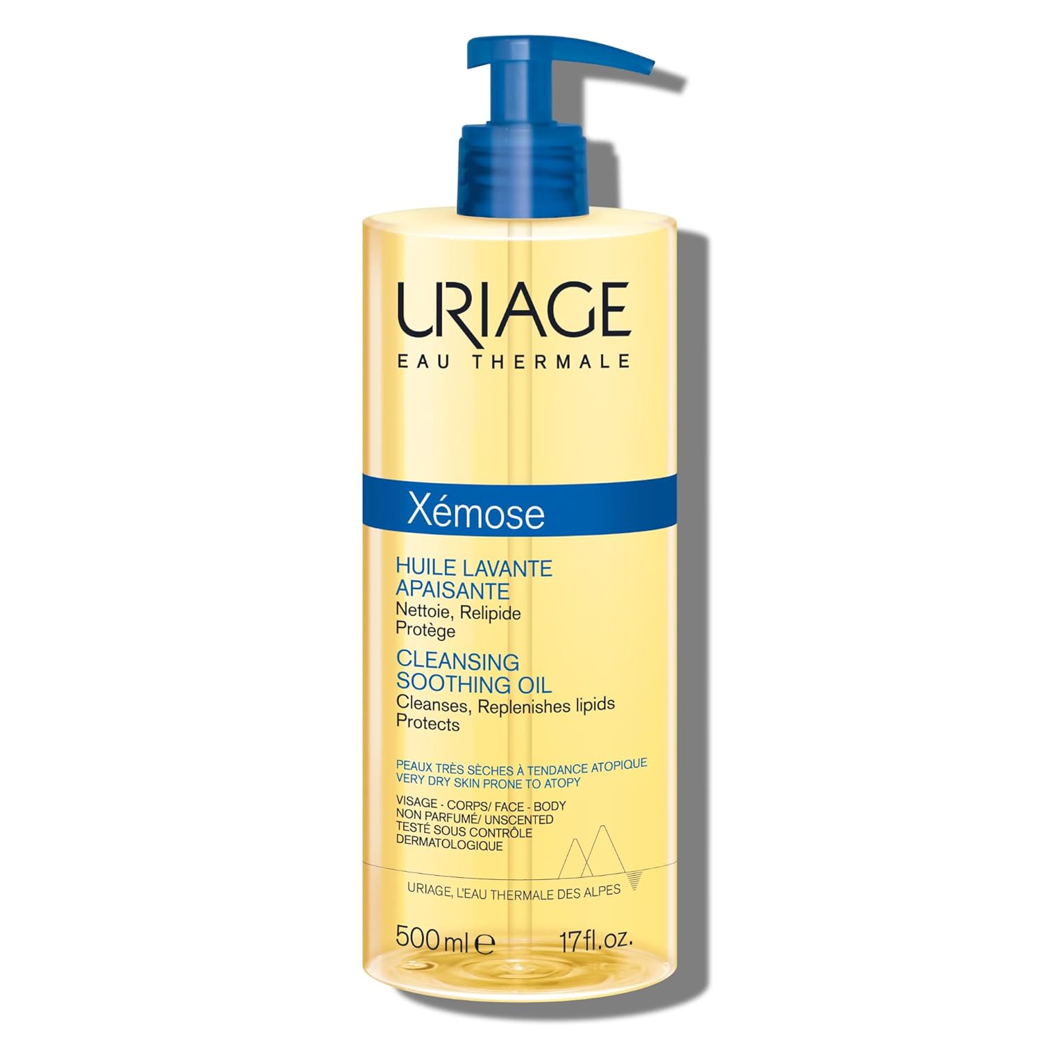 Uriage Xemose Face & Body Wash For Very Dry Skin, Soothes For Long-Lasting Comfort, Mild Foaming Nourishing Gel-In-Oil, Fragrance & Soap-Free, Physiological Ph