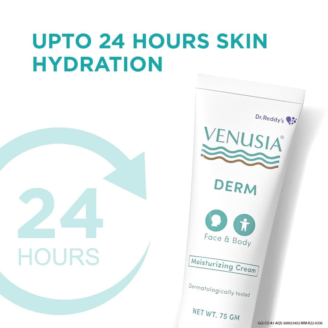 Venusia Derm Moisturizing Cream | Enriched with 4 natural butters, 4D Hyaluronic Acid & Polyglutamic Acid | Clinically Proven to hydrate & soften dry-skin conditions | For Face & Body |No.1 Dermatologist Recommended Brand | 75 g ( Pack of 3 )