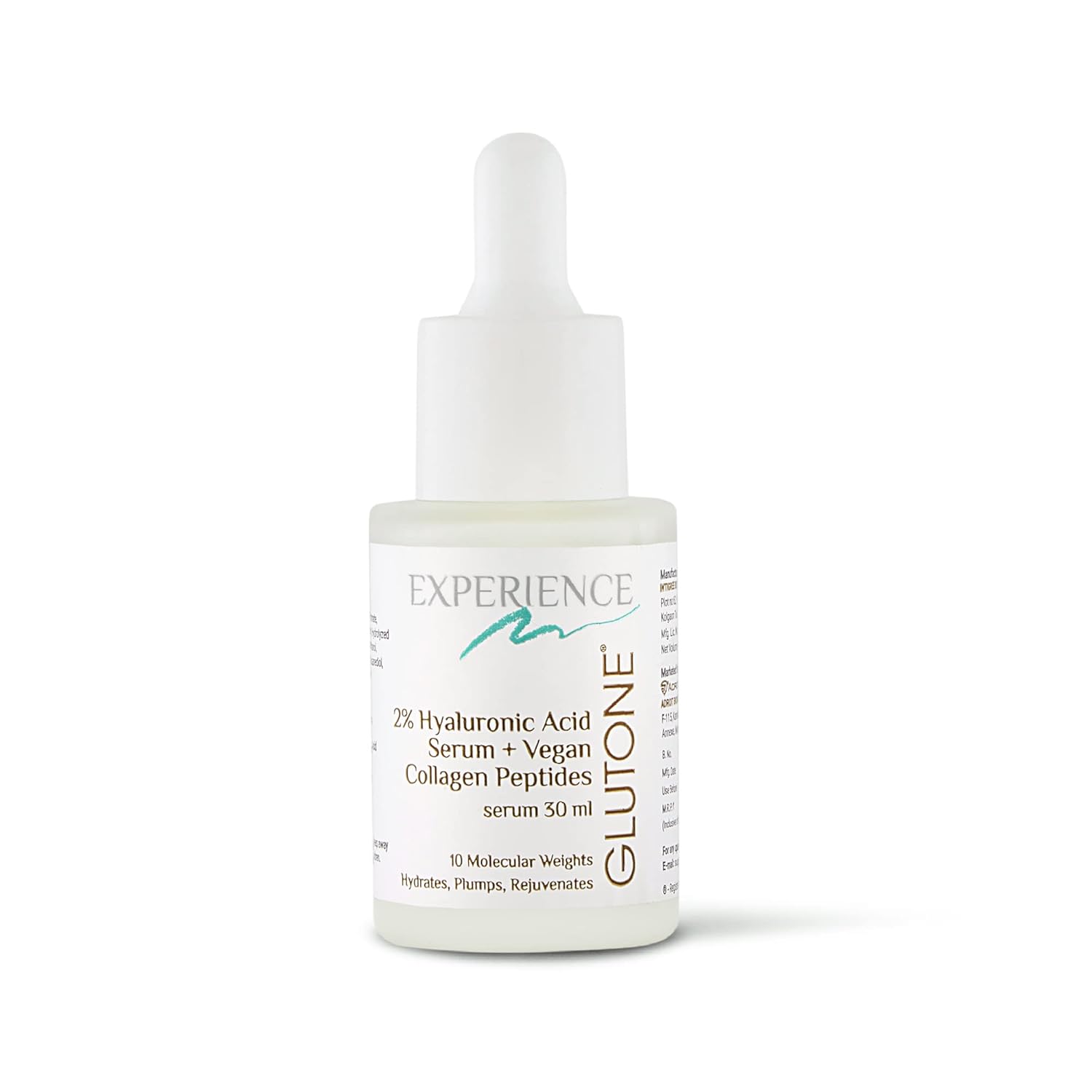Glutone 2% Hyaluronic Acid Serum with Vegan collagen peptide |10 molecular weight Hyaluronic Acid for Intense Hydration | for Anti Ageing, Glowing & Plump skin | Reduced Fine lines & wrinkles | 30ml