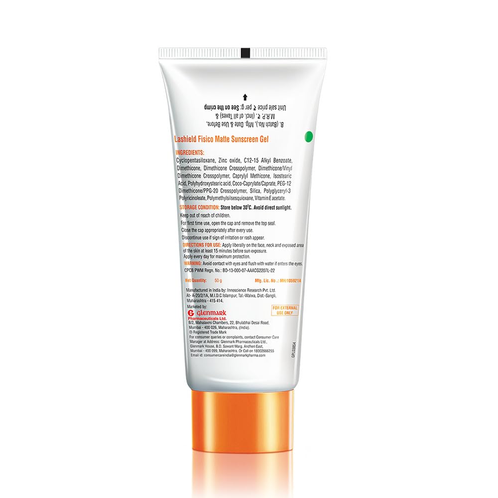 La Shield Fisico SPF 50+ & PA+++ Mineral Based Sunscreen Gel | Lightweight | Transparent | Water Resistant, 50 Grams
