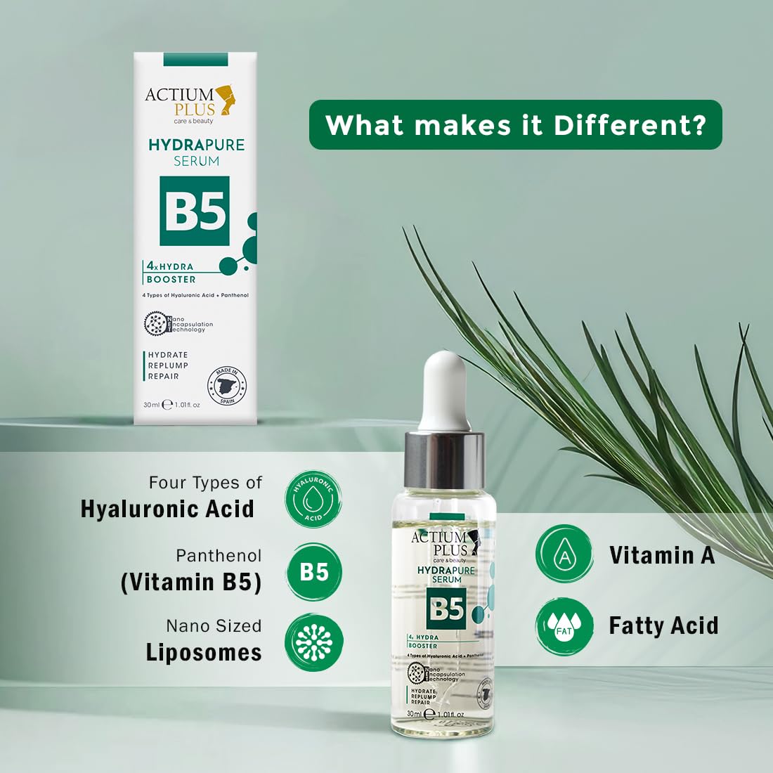 Hydrapure B5 Serum | Hydrating Face Serum with 4 Types of Hyaluronic Acid & Panthenol, Deep Moisture, Skin Repair & Elasticity Booster | 30ml