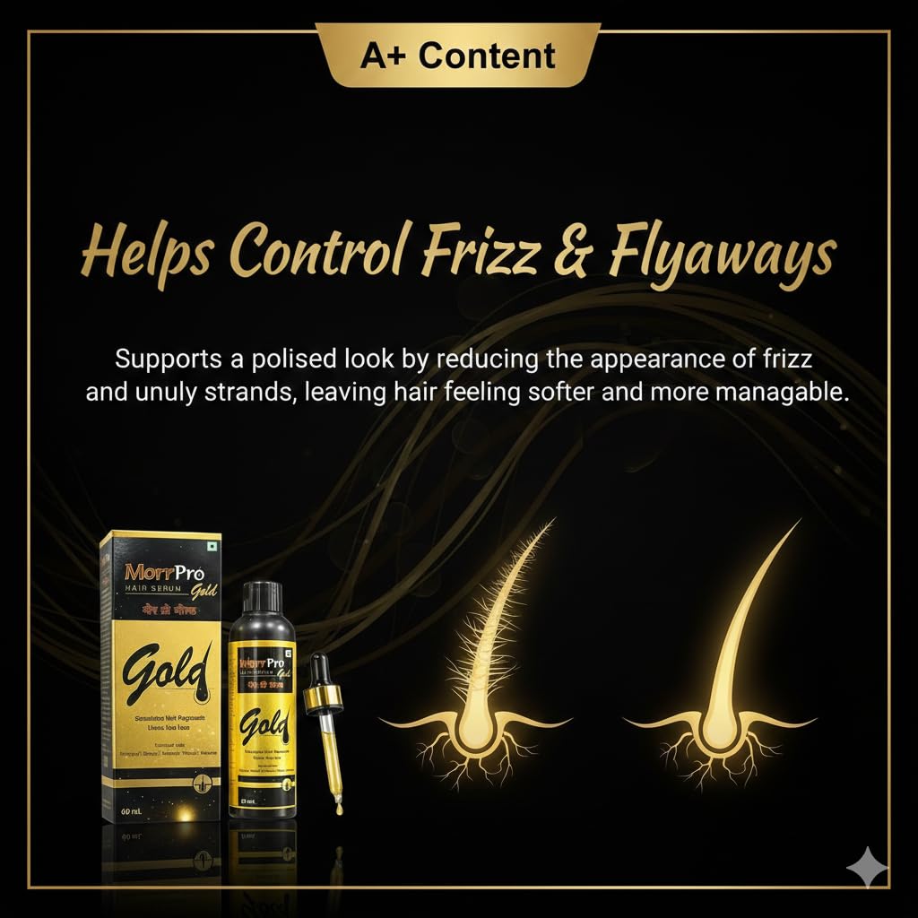 Morr- Pro Gold Hair Serum | Enriched With Hairgenyl, Baicapil, Redensyl, Procapil & Kerarice | Designed To Strengthen Hair Roots, Reduce Hair Fall, and promote Healthy Hair | Suitable For All Hair Types -(60ml)