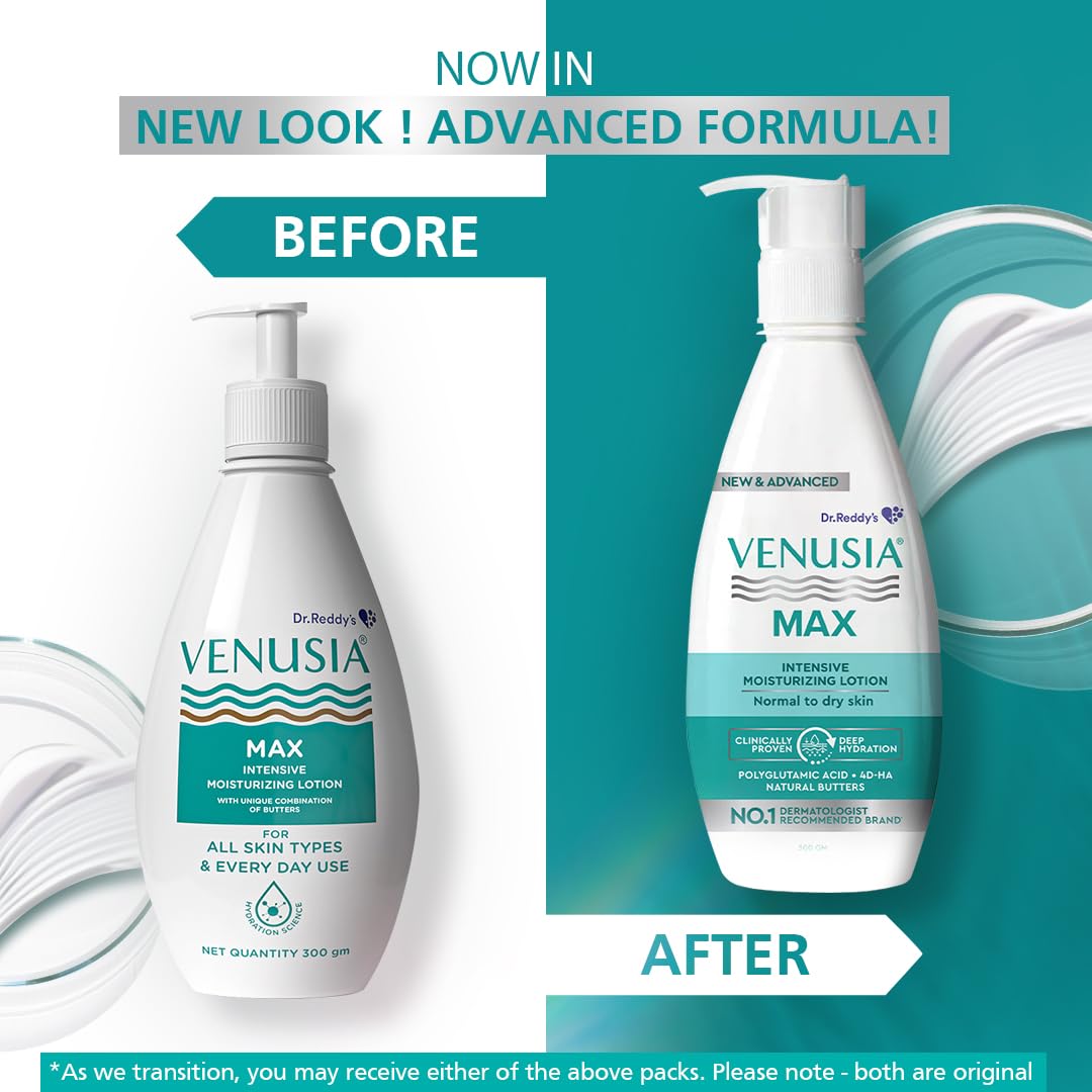 Venusia Max Intensive Moisturizing Lotion for Normal to Dry skin | Advanced formula with 4D Hyaluronic Acid , Cocoa Butter, Shea Butter, Aloe Butter, Mango Butter I Multi Layer & Deepest Hydration I Dermatologist Recommended
