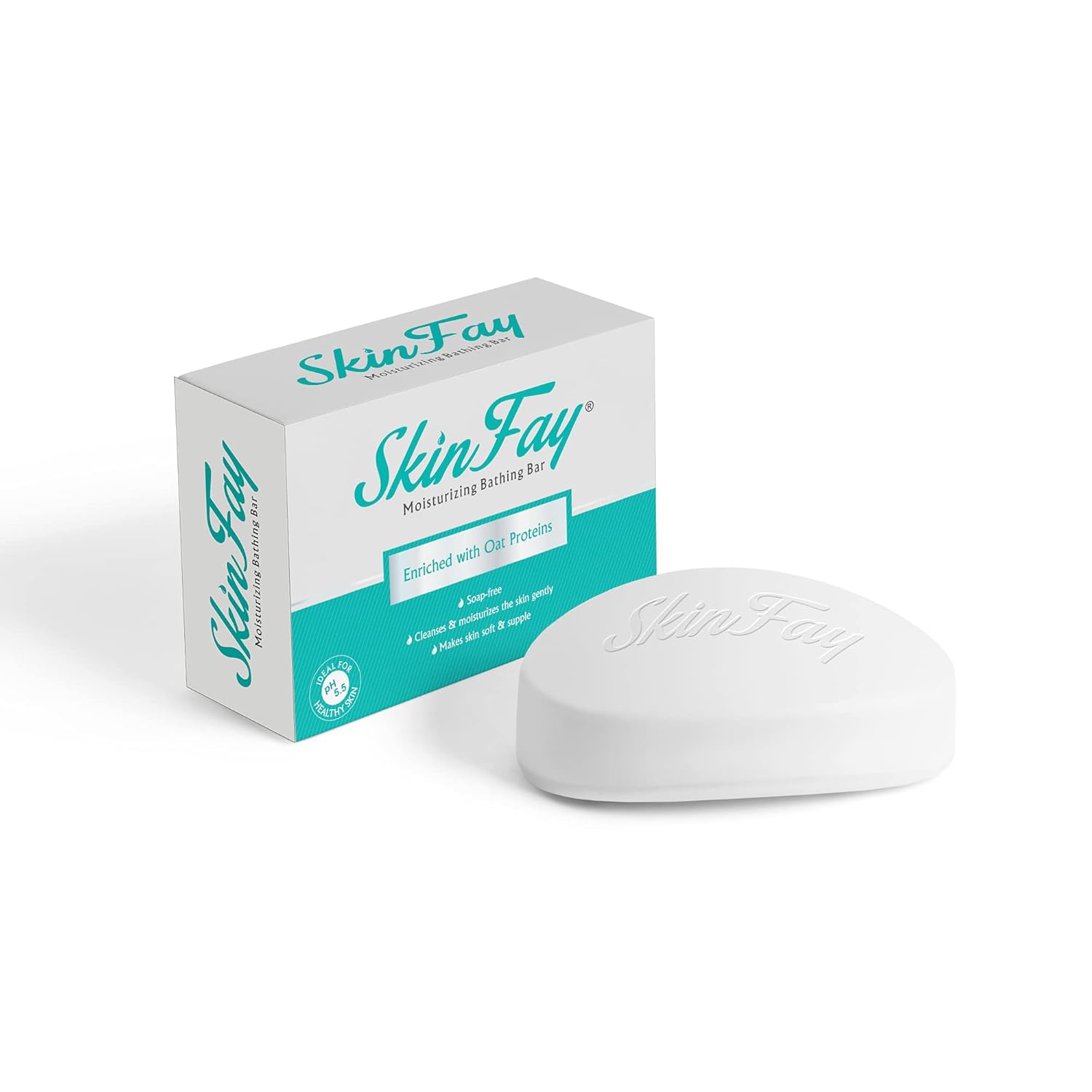 Skinfay Bathing Bar | Enriched with Oat Proteins & Aloe vera extract | Lipid Layer Enhancing Technology | Supple Skin | Mild & Gentle Soap | Soap-free | Skin-friendly | Vegetarian | 75g ( Pack of 4 )