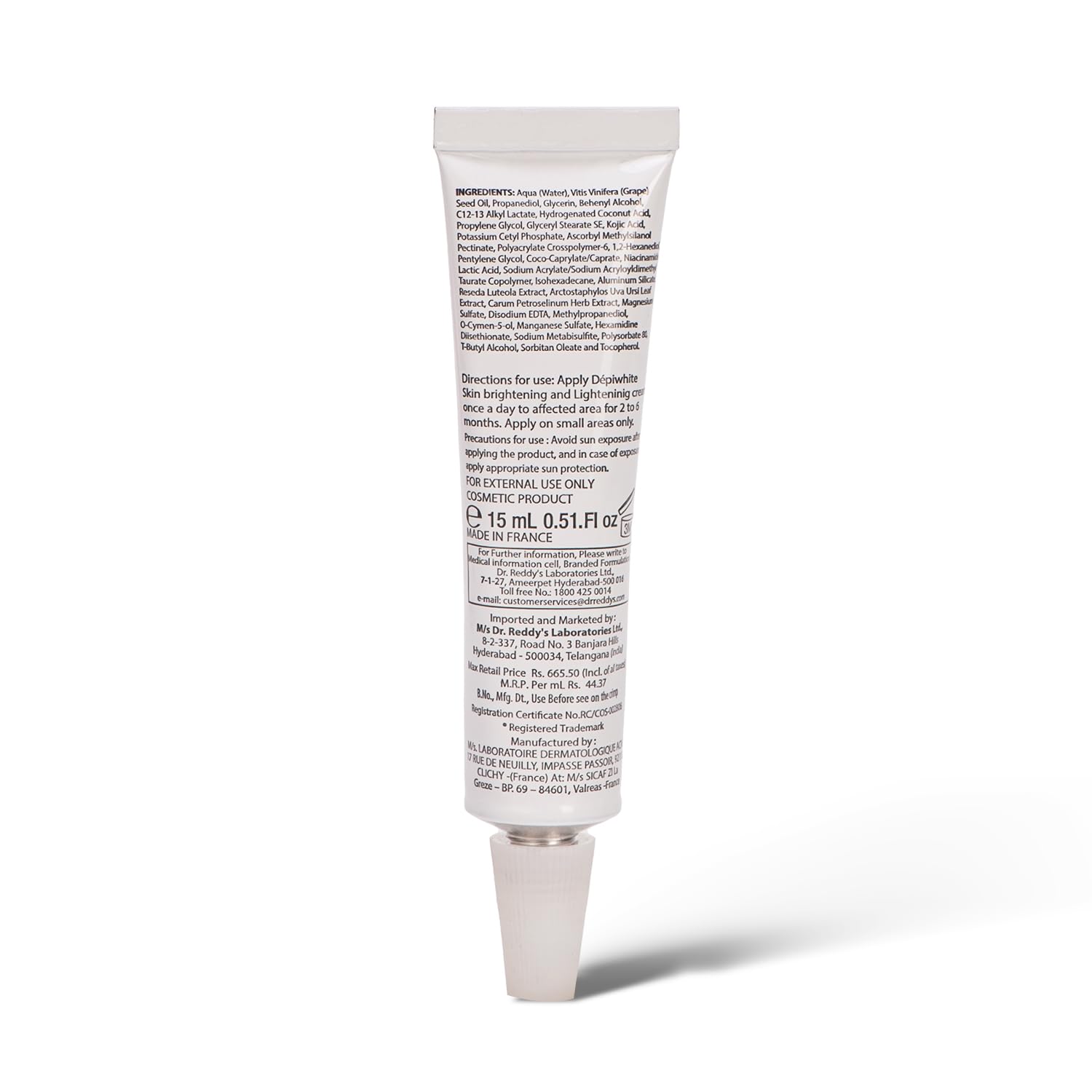 Depiwhite Dr Reddy's Advanced Cream for Bright & Even-toned Skin|Anti-Pigmentation| Removes Dark Spots|Glow Boost- Visible Brightness in 2 weeks|Kojic Acid Vitamin C|Dermatologist Recommended|15 ml