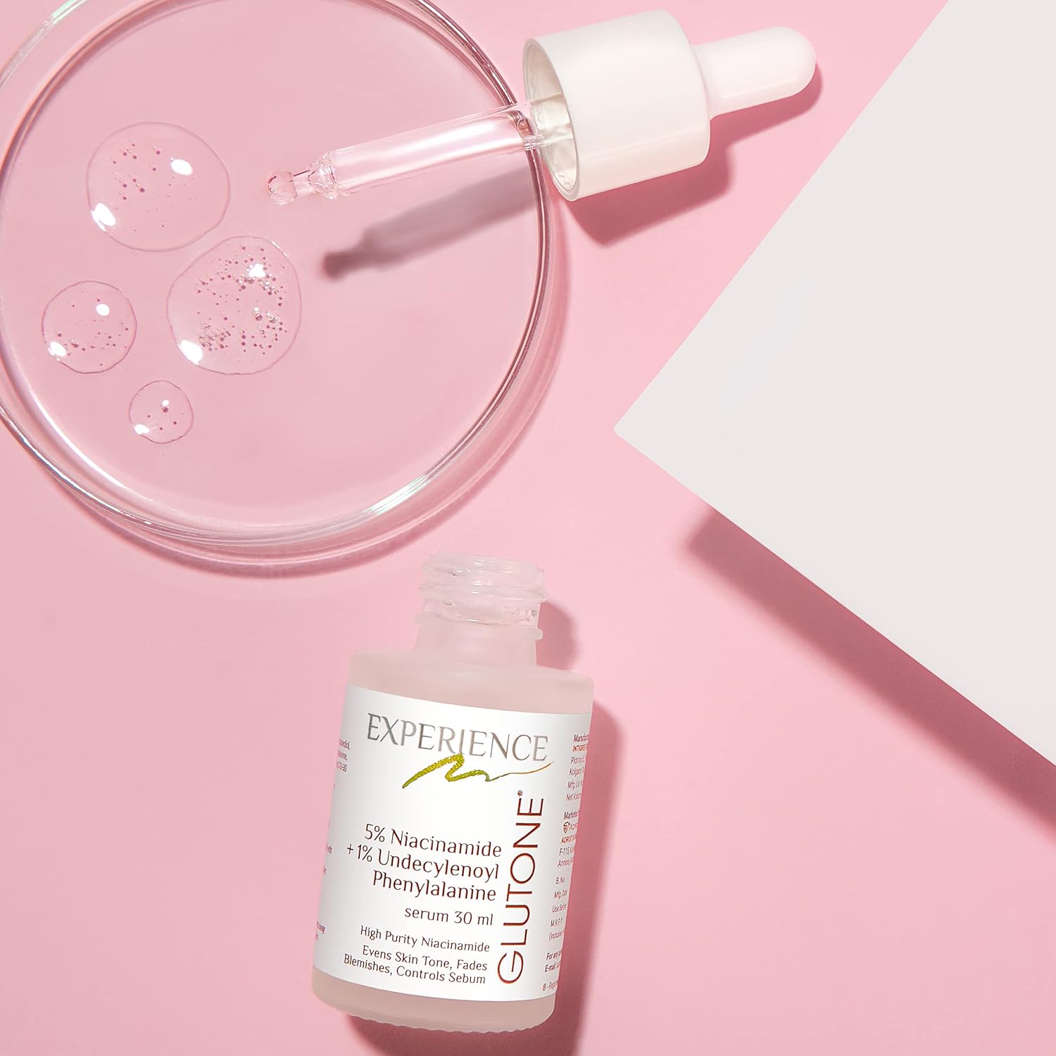 Glutone 5% Niacinamide Serum With 1% Undecylenoyl Phenylalanine For Oil-Free, Spotless & Glowing Complexion | Controls Sebum, Fades Acne Marks & Tightens Enlarged Pores | 30 ml