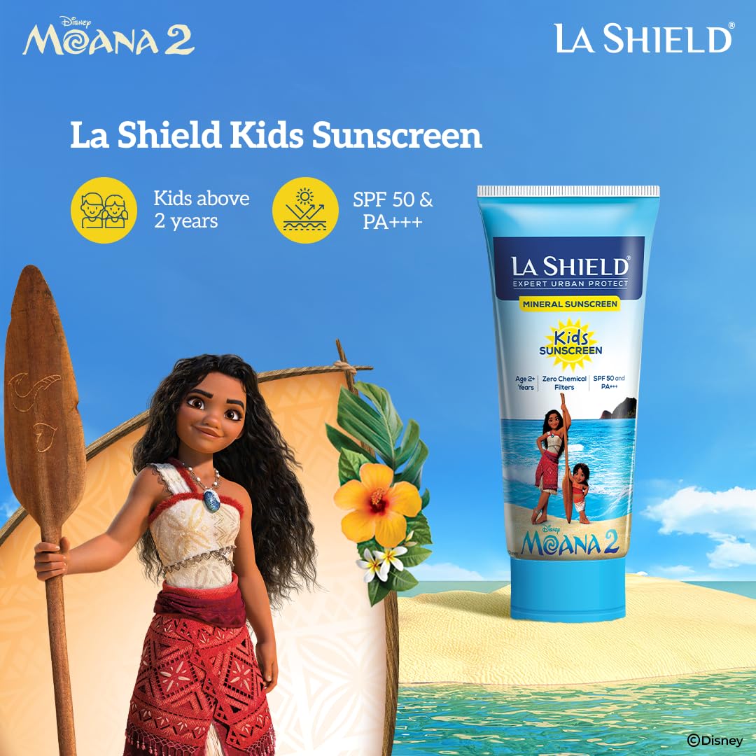 La Shield Kids Sunscreen Gel SPF 50 PA+++|100% Mineral Sunscreen|For kids above 2 years age|Enriched with Vitamin E & Hyaluronic Acid|Suitable for Sensitive skin|4 hour water resistant|Fragrance free