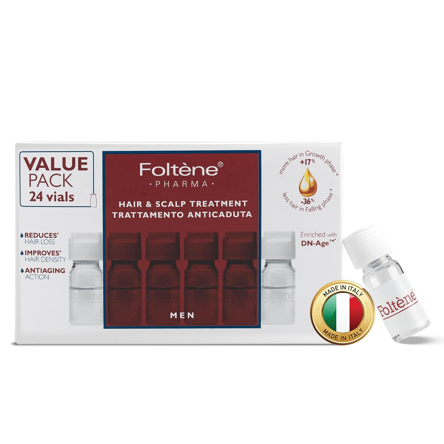 Foltene Hair & Scalp Treatment for Men Anti Hair Loss Formula with Tricalgoxyl & Essential Nutrients Strengthens Roots, Reduces Hair Fall, Promotes Thicker Hair