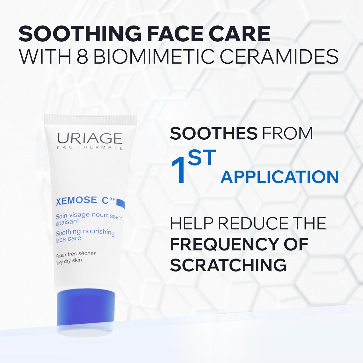 Uriage Xemose Soothing Face Cream For Dry Skin, Prone To Atopic Eczema With Shea Butter 10% Dermat Recommeded|24H Hydration, Nourishes, Soothes & Protects|Non-Sticky, |Fragrance-Free|Non-Comedogenic
