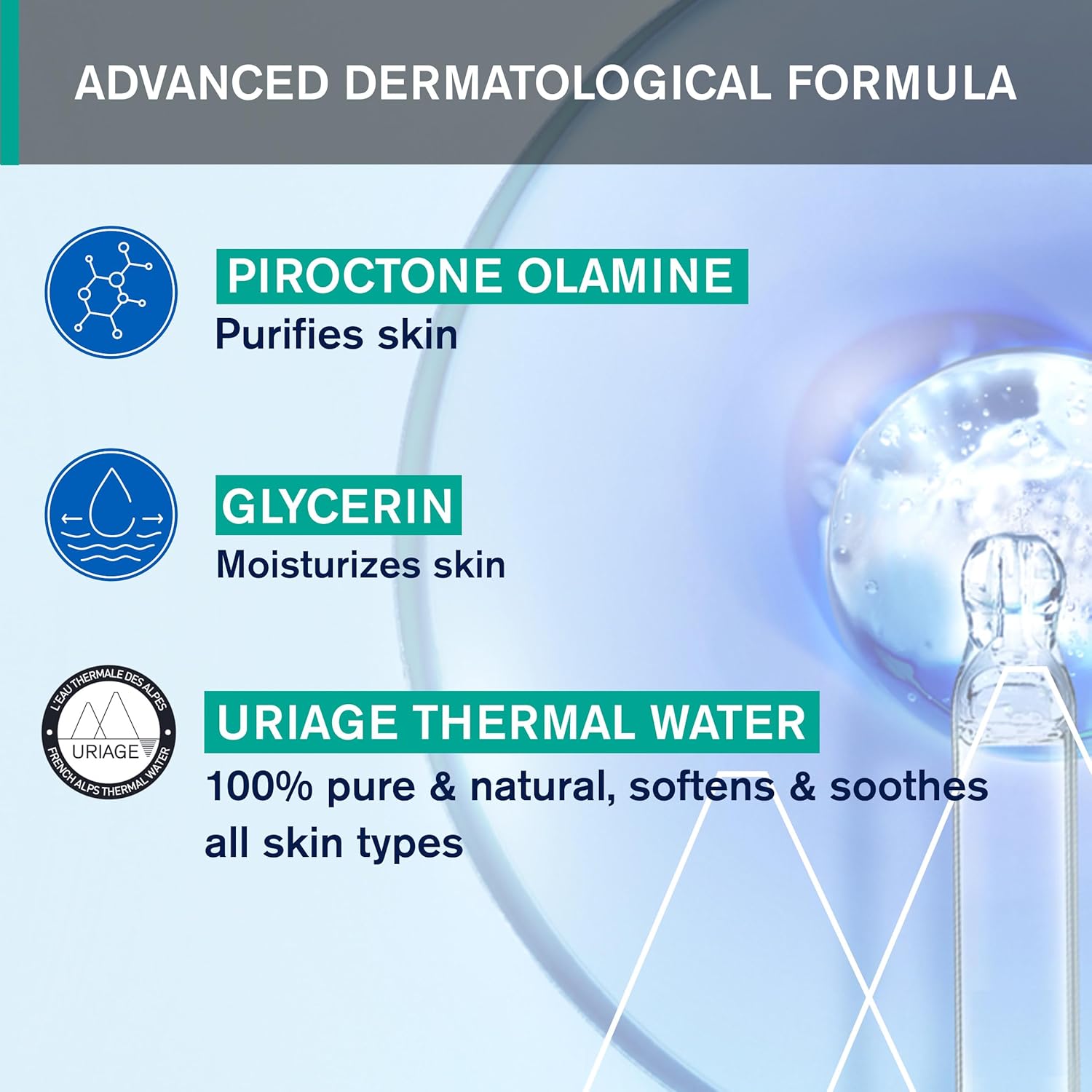 Uriage Hyseac Nettoyant Cleansing Gel Soap Free Face and Back Gentle Cleansing Removes Excess Oil for Oily Acne Prone Skin Soap Free Physiological pH Value 150ml