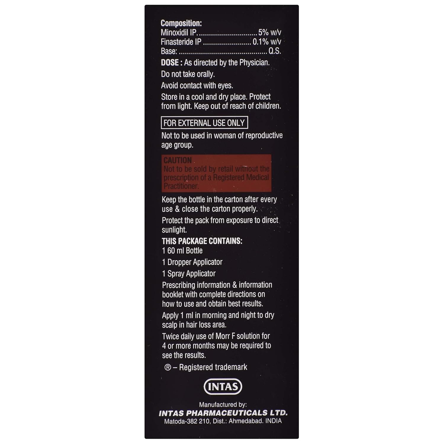 Morr F 5% - Bottle of 60ml Solution with Minoxidil and Finasteride