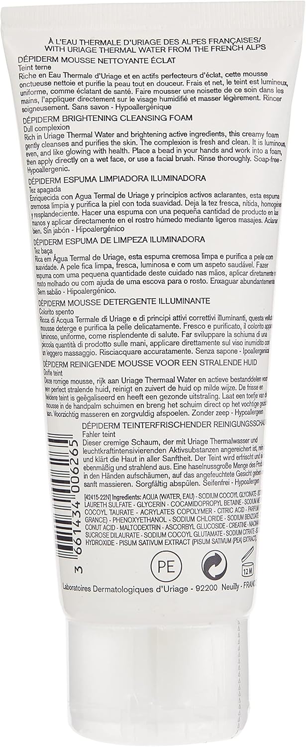 Uriage Depiderm Mousse Brightening Cleansing Foam