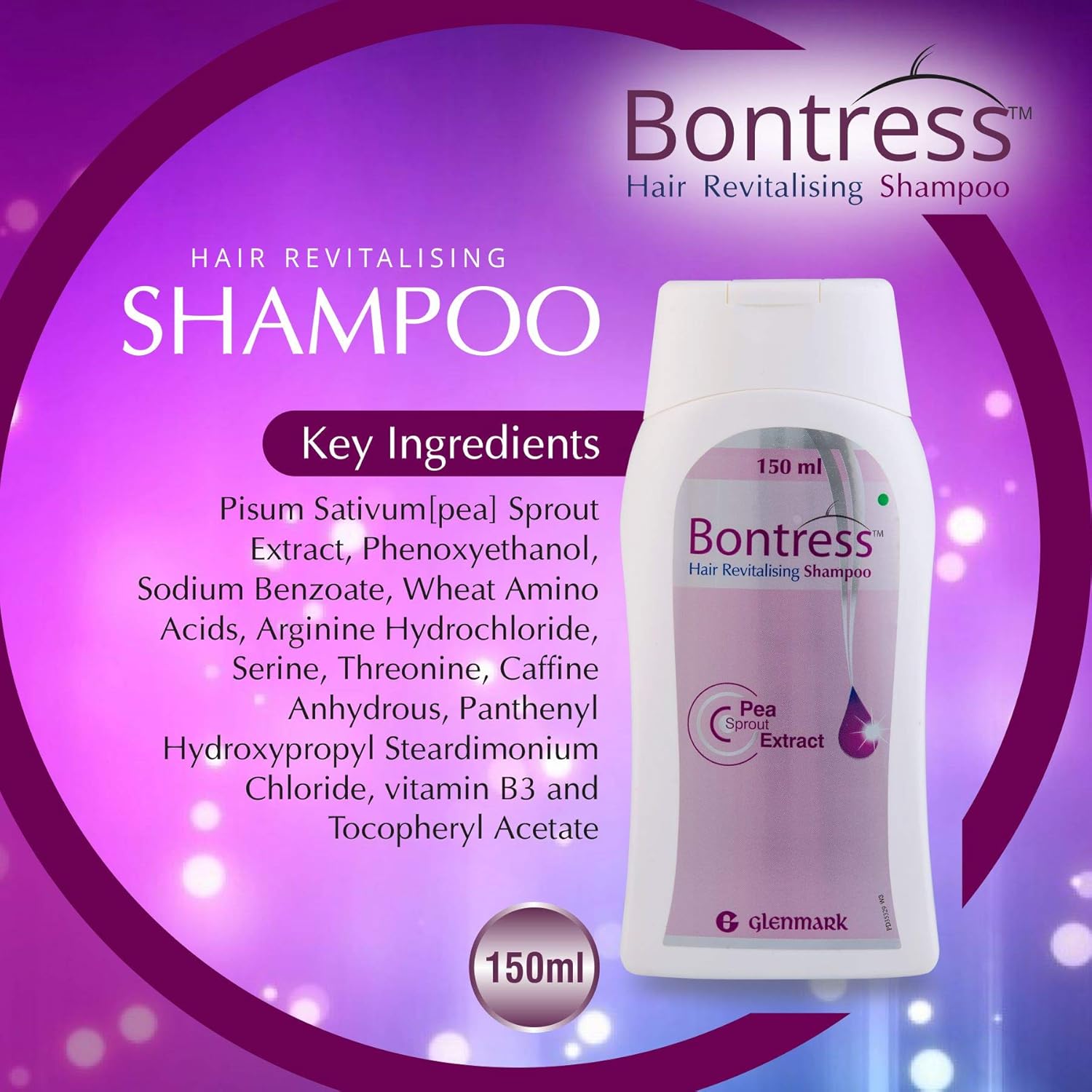 Bontress Hair Revitalising Shampoo 150 ml | Pea Sprout Extract | Hair Growth | Thicker Hair | Paraben Free | Dermatologist Tested