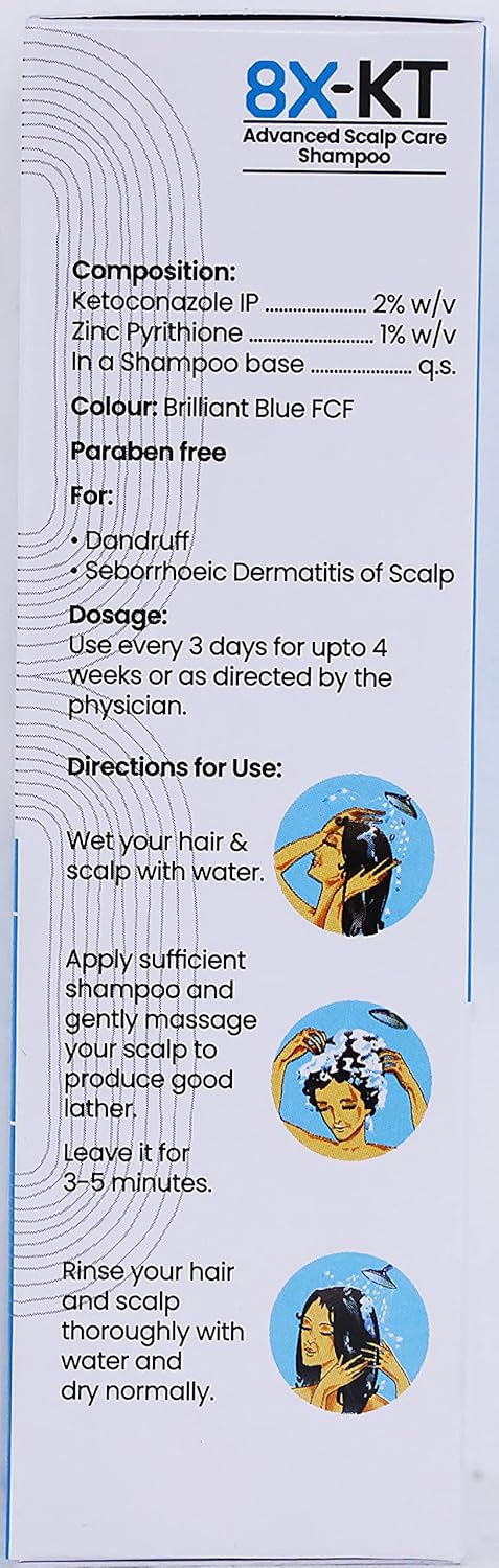 8X-KT Shampoo with Ketoconazole and Zinc Pyrithione,  60ml