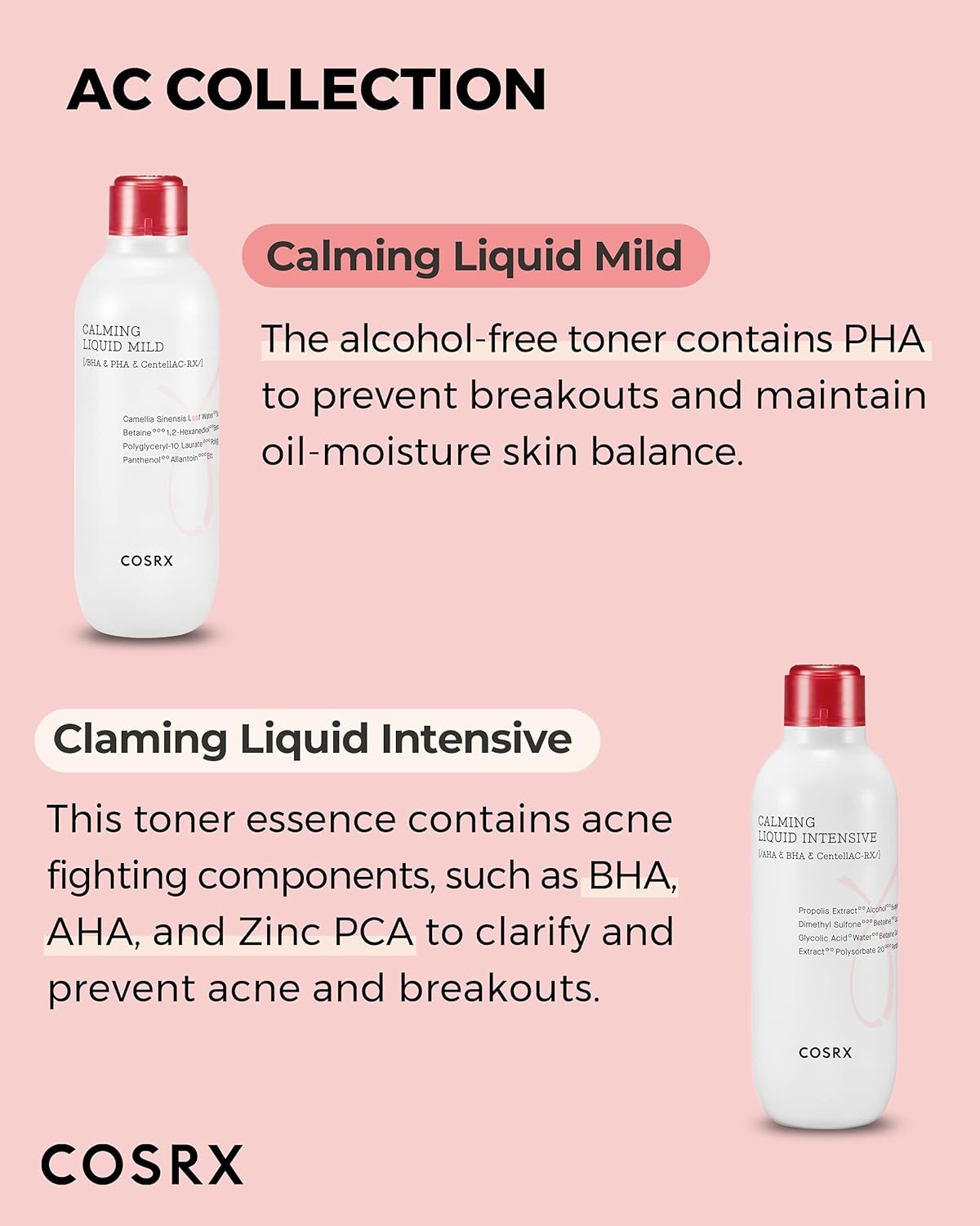 AC Collection Calming Liquid Mild, 4.22 fl.oz / 125ml | Alcohol Free Gentle Toner | Korean Skincare, Animal Testing Free, Paraben Free