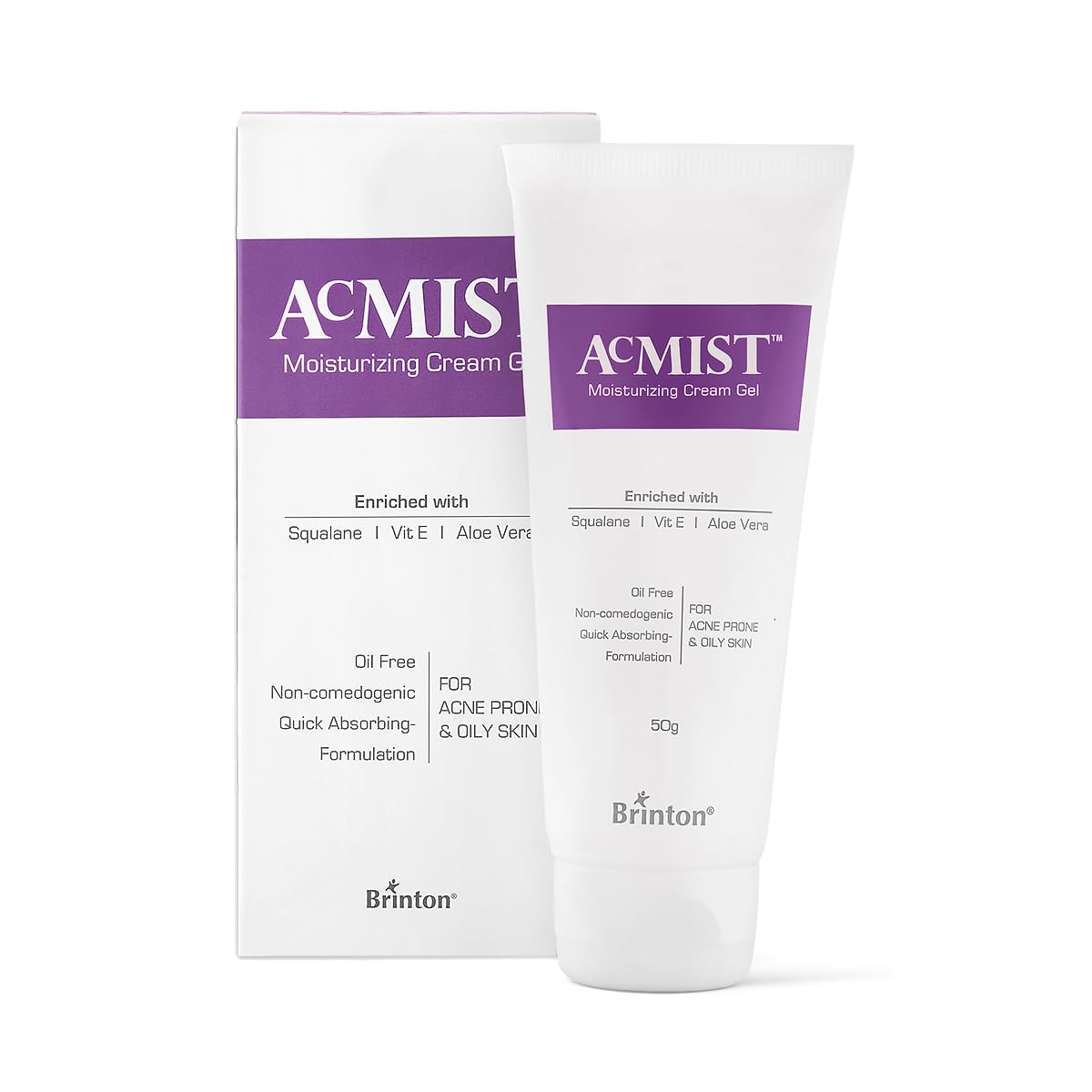 AcMist Face Moisturizing Cream Gel for Acne Prone & Oily Skin | Enriched with Vitamin E, Aloe Vera & Squalane | Oil-free, Non Comedogenic & Quick Absorbing Formulation | For All Skin Types