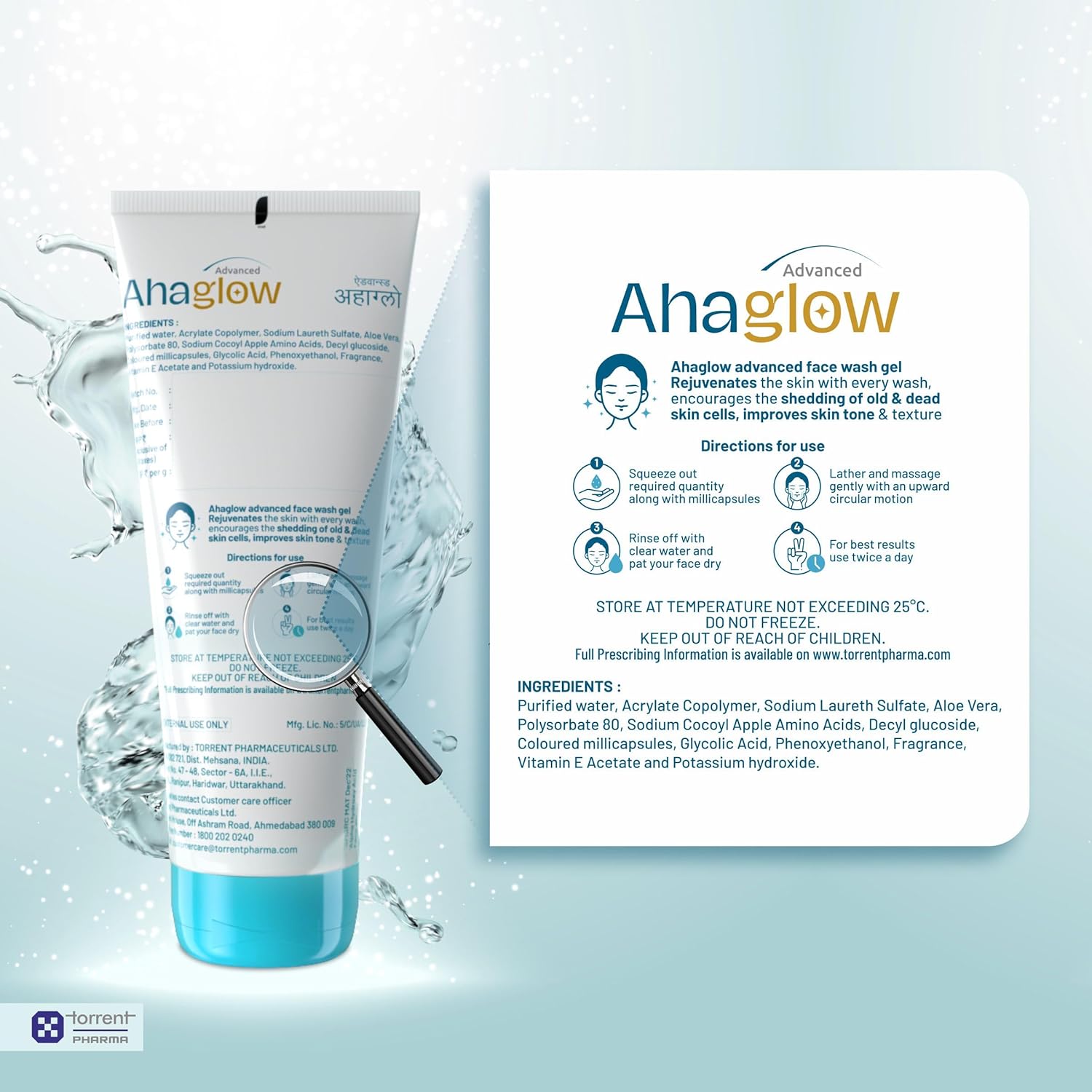 Ahaglow Advanced Face Wash Gel, Daily Gentle Cleansing Formula For Normal And Oily Skin
