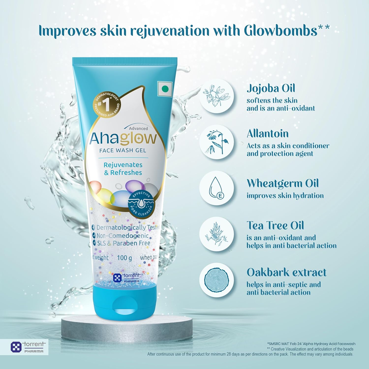 Ahaglow Advanced Face Wash Gel, Daily Gentle Cleansing Formula For Normal And Oily Skin
