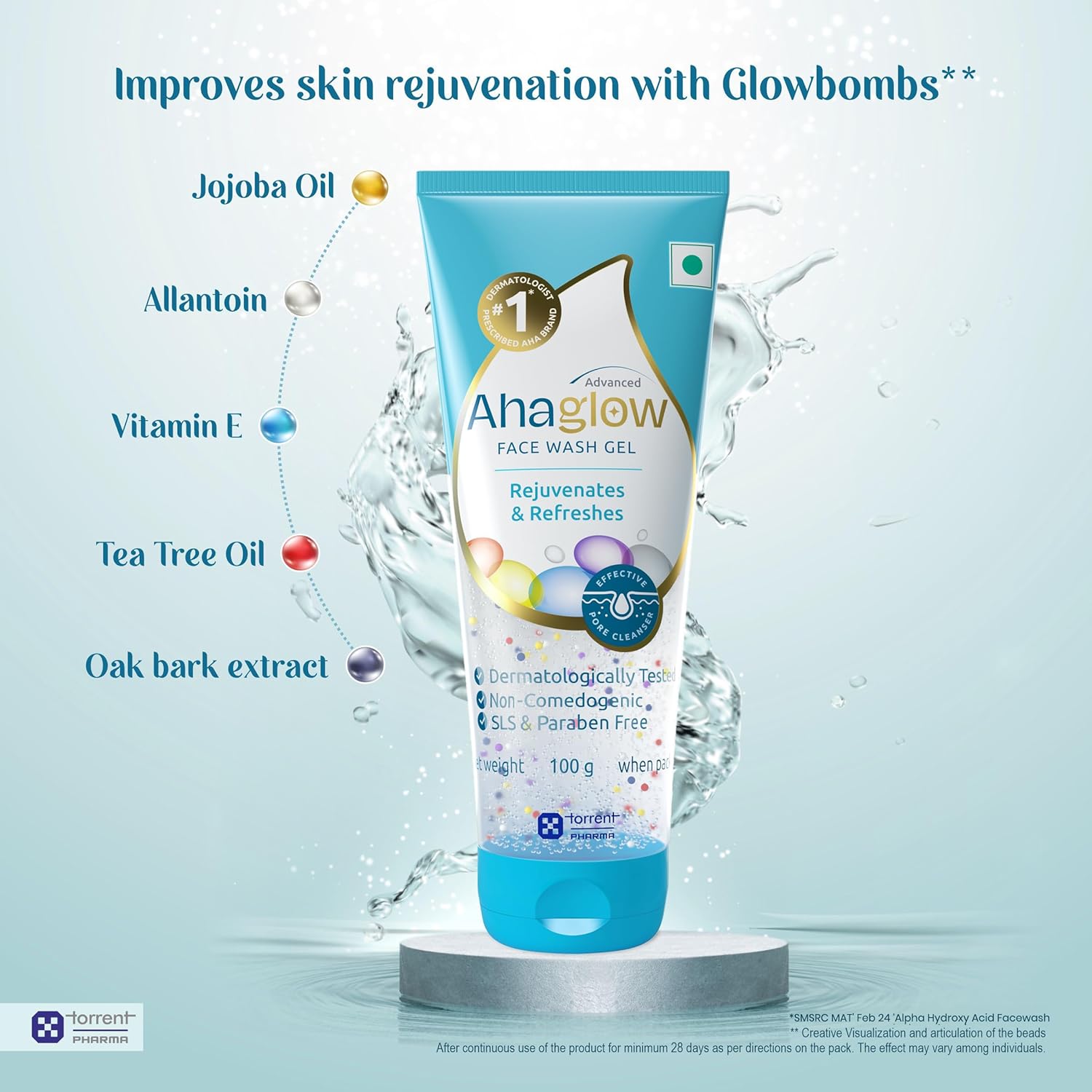Ahaglow Advanced Face Wash Gel, Daily Gentle Cleansing Formula For Normal And Oily Skin