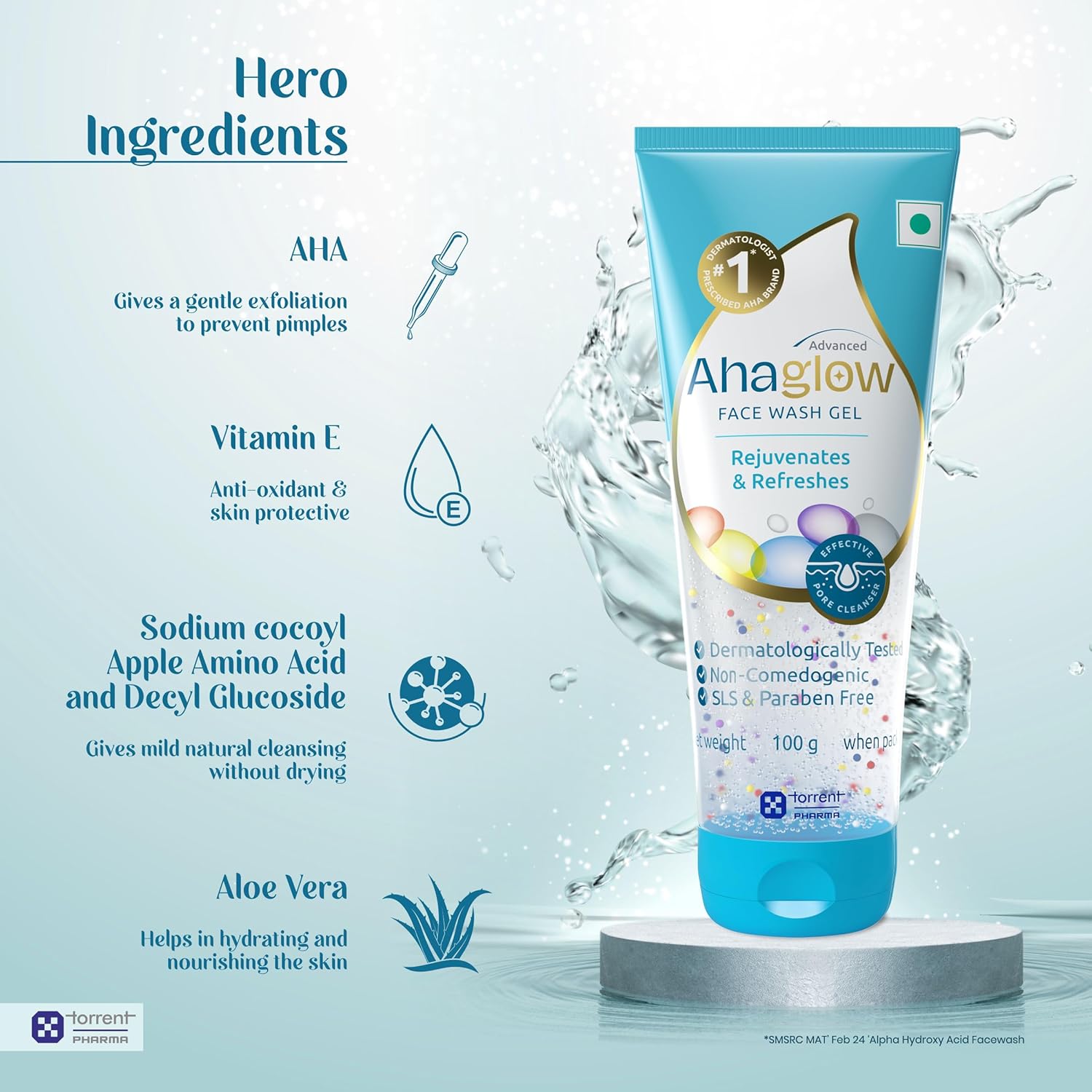 Ahaglow Advanced Face Wash Gel, Daily Gentle Cleansing Formula For Normal And Oily Skin
