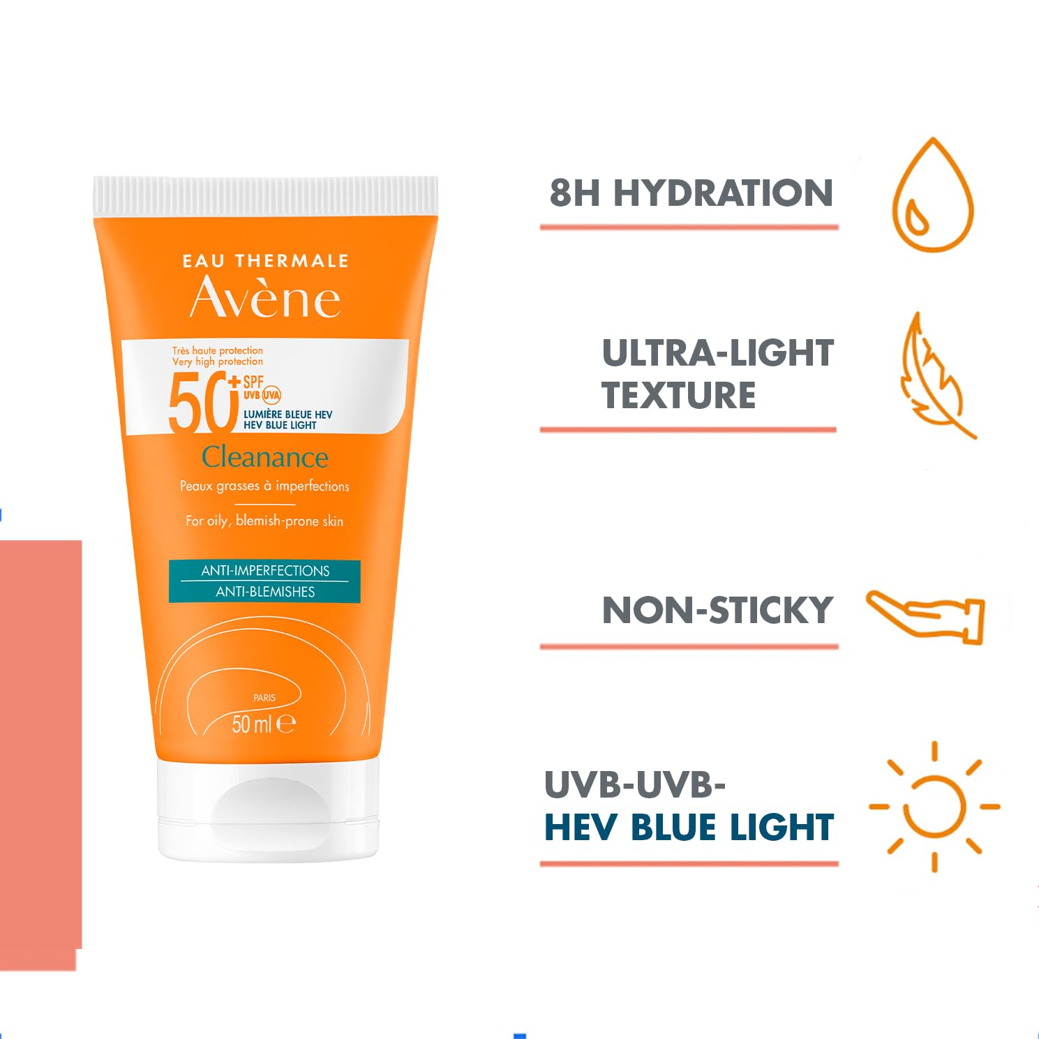 Avene Very High Protection SPF 50 Cleanance Sunscreen, 50 ml