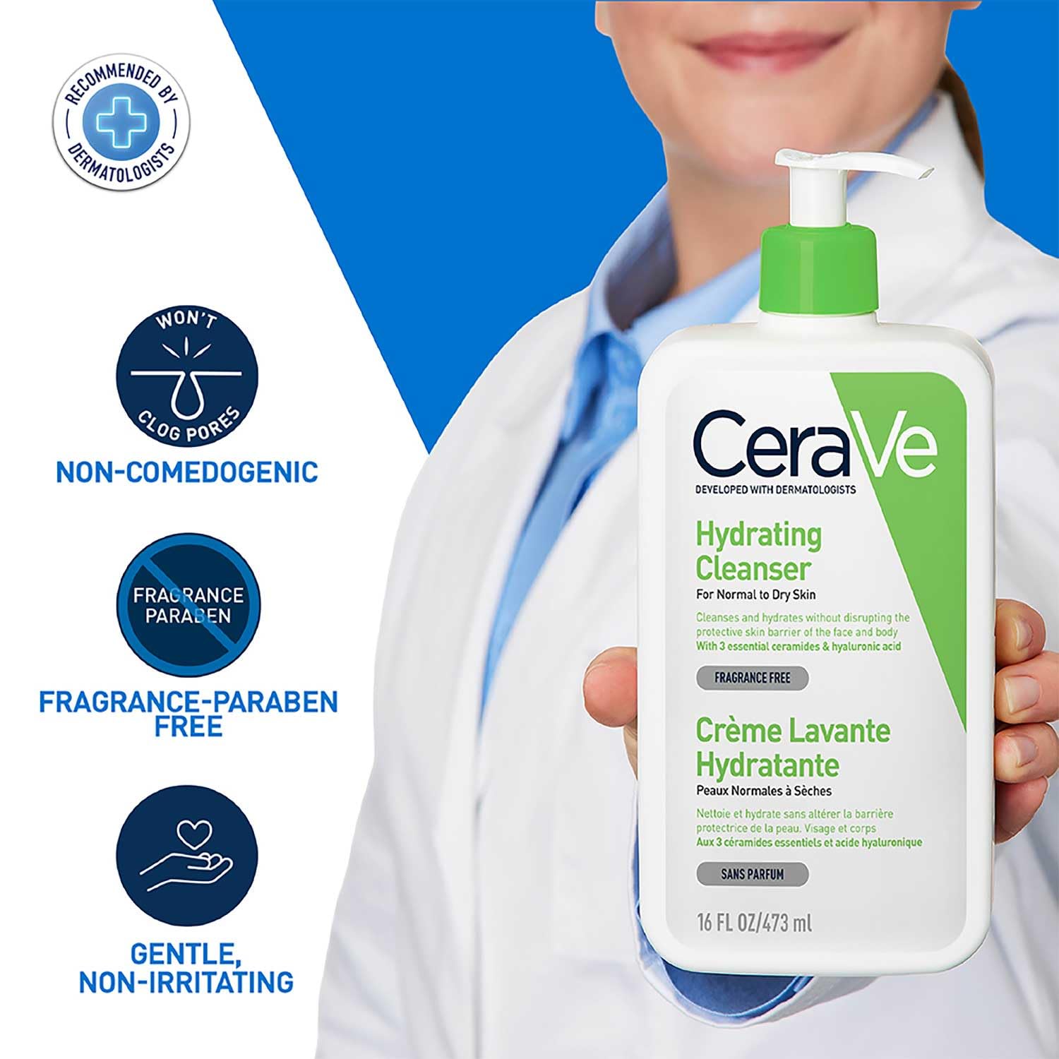 CeraVe Hydrating Cleanser For Normal To Dry Skin - Non-Foaming Face Wash with Hyaluronic Acid And Ceramides | Non-Comedogenic, Non-Irritating And Fragrance-Free Cleanser