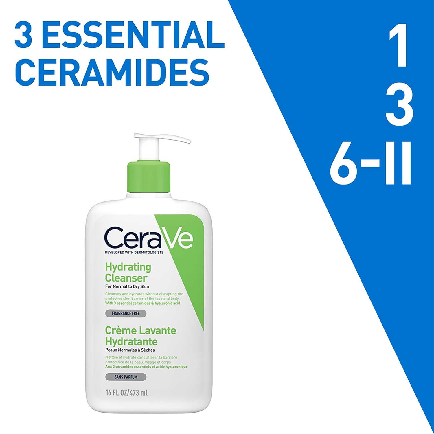 CeraVe Hydrating Cleanser For Normal To Dry Skin - Non-Foaming Face Wash with Hyaluronic Acid And Ceramides | Non-Comedogenic, Non-Irritating And Fragrance-Free Cleanser