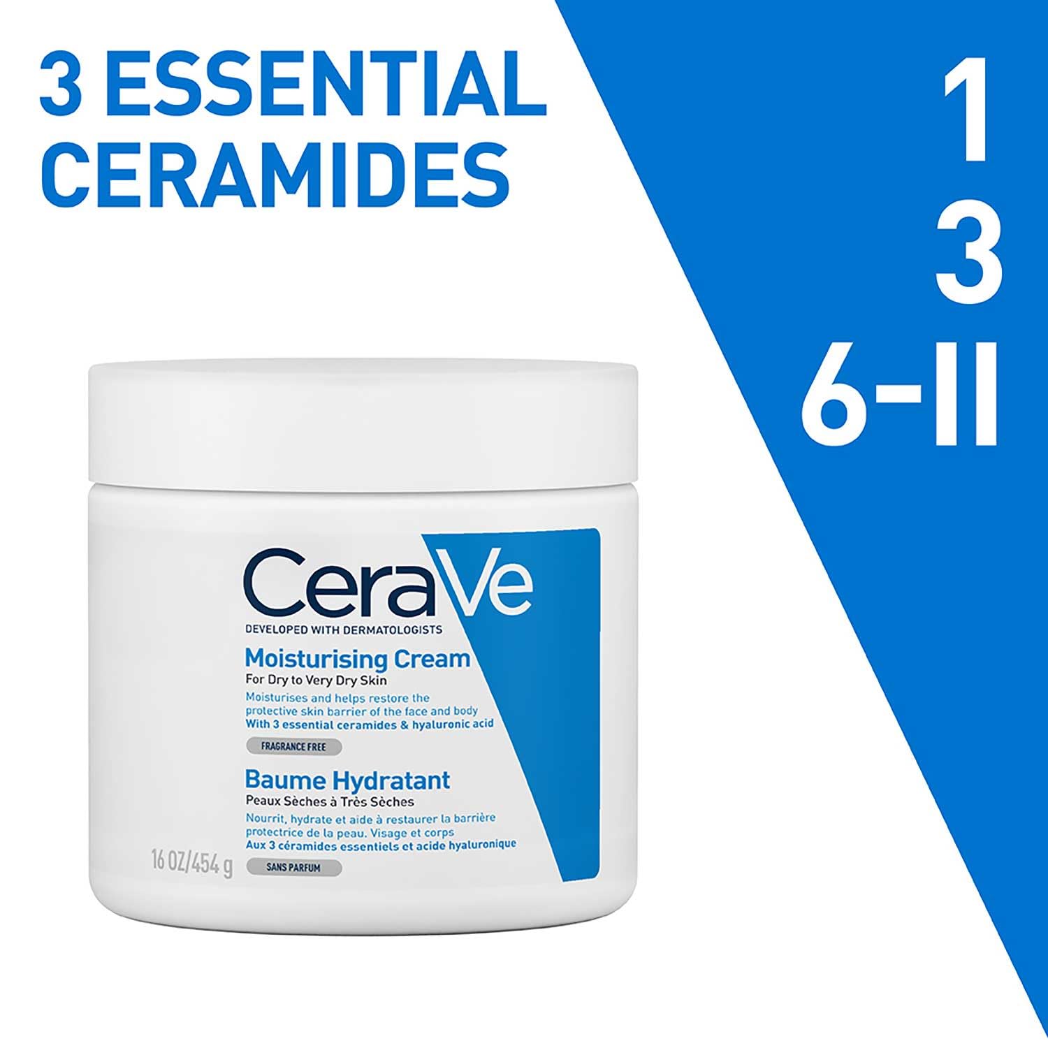CeraVe Moisturizing Cream For Dry To Very Dry Skin - Formulated with 3 Essential Ceramides And Hyaluronic Acid | Non-Comedogenic Moisturizer For Face and Body