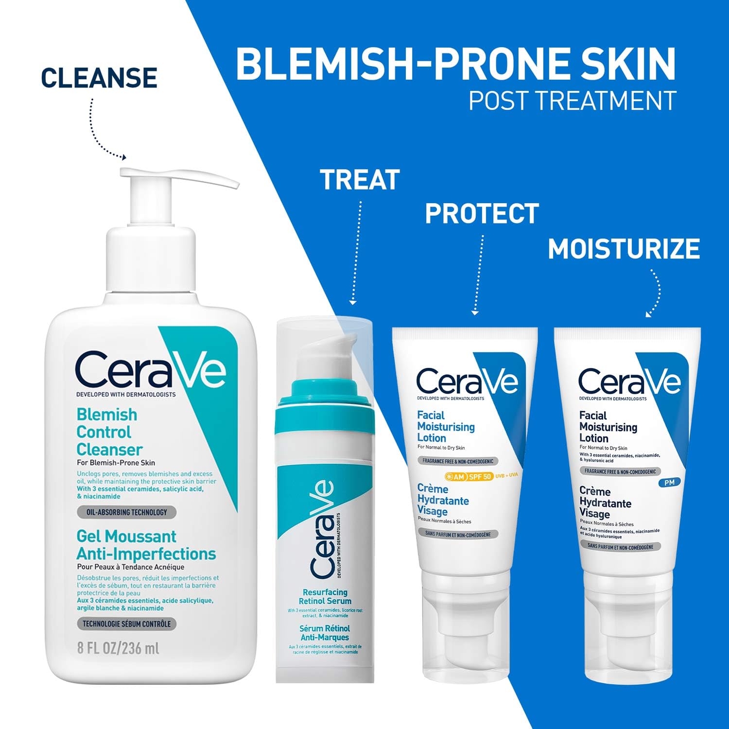 CeraVe Resurfacing Retinol Serum For Blemish-Prone Skin, Reduces Post Acne Marks & Pores, Formulated with Licorice Root Extract & Niacinamide, Non-Comedogenic, 30ml