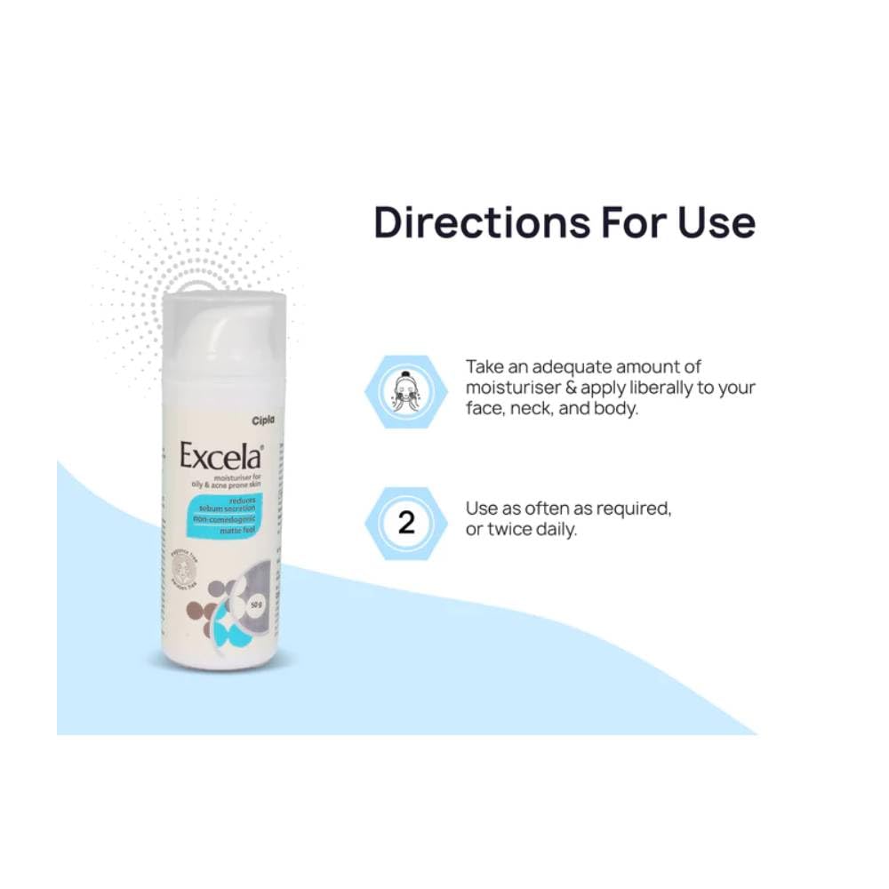 Excela Moisturiser | Oily & Acne Prone Skin | Reduces Sebum Secretion | 50g