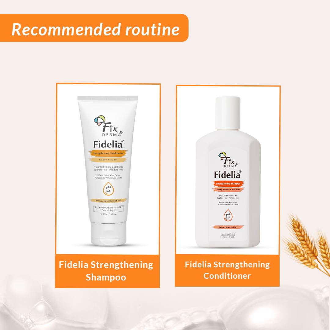 Fidelia Strengthening Conditioner with Shea Butter & Wheat Protein for Frizzy & Dry Hair | Conditioner for Women & Men | Hair Conditioner