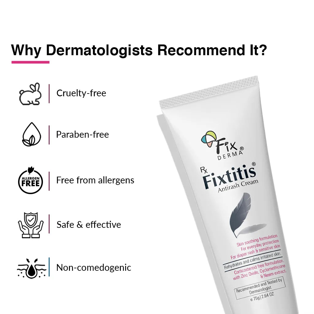 Fixtitis Anti Rash Cream, 75g | Natural Skin-Soothing Cream to Heal and Calm Rashes
