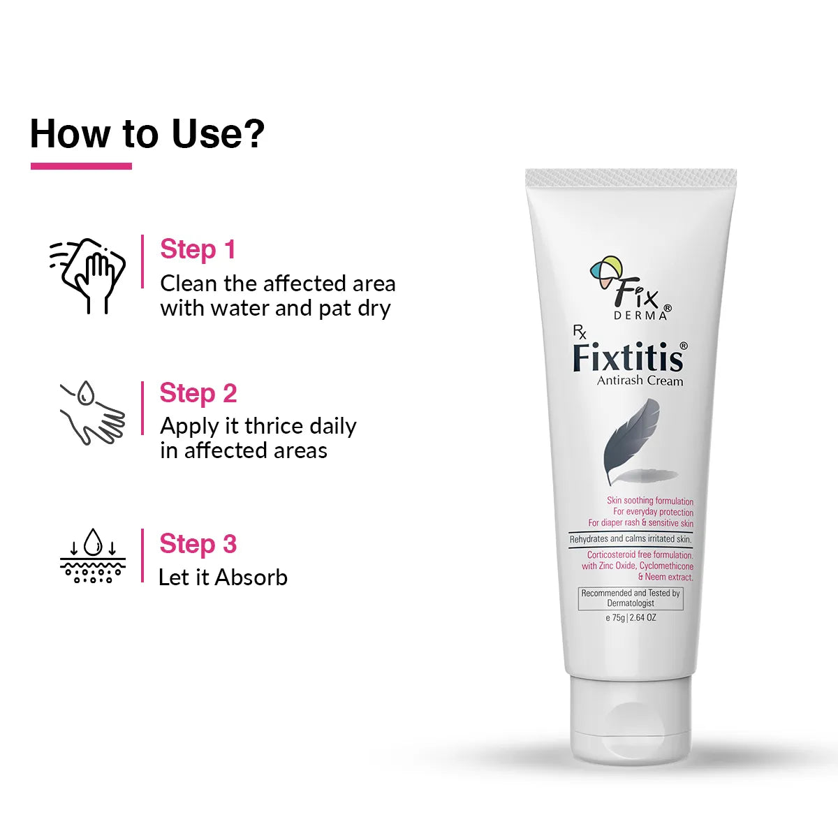 Fixtitis Anti Rash Cream, 75g | Natural Skin-Soothing Cream to Heal and Calm Rashes
