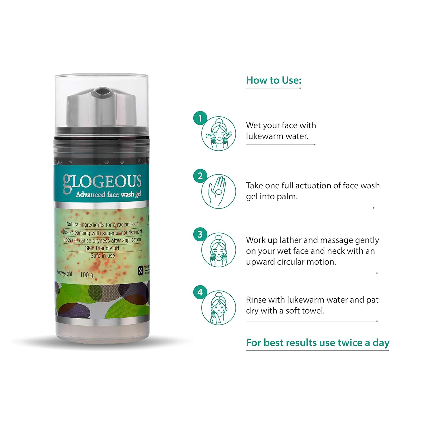 Glogeous Advanced Face Wash Gel, For Rejuvenated And Glowing Skin, 100g