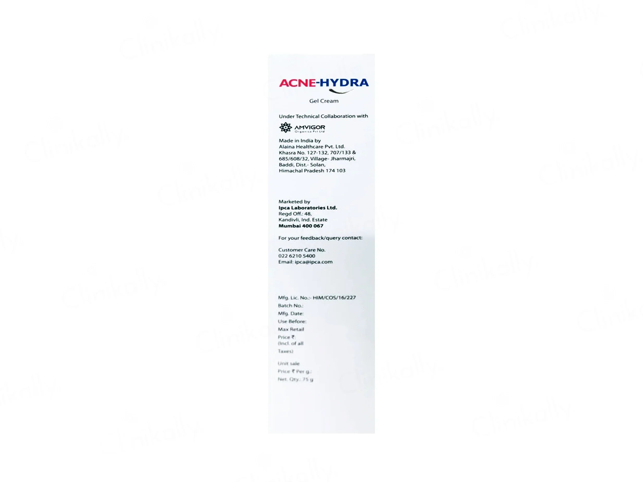IPCA Acne-Hydra Gel Cream | 72-Hour Hydration, Oil-Free Formula, Quick Absorption | 75g - Skiynse Dermatologique