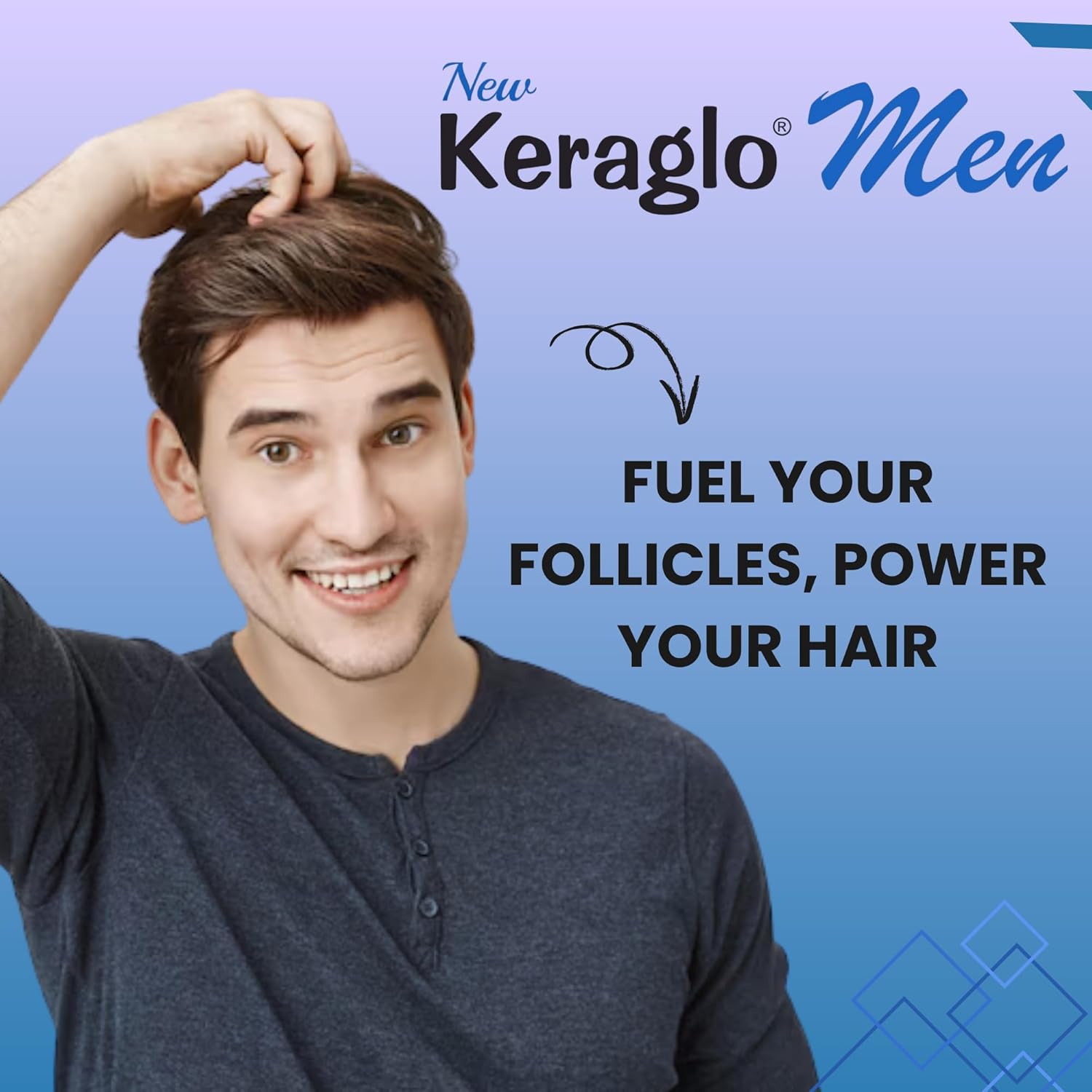 Keraglo Men Hair Growth Tablets, 30 Teblets – Revolutionary Gender Based Formulae – Nourishes Scalp, Supports Hair Follicles & Strengthens Strands – Hair Supplements