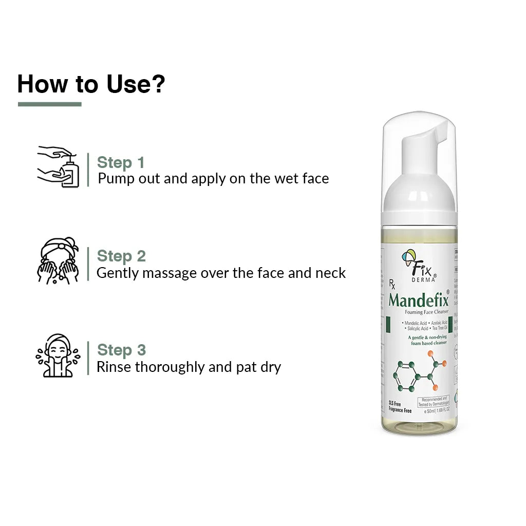 Mandefix Foaming Face Cleanser | A mild exfoliating cleanser for acne prone skin