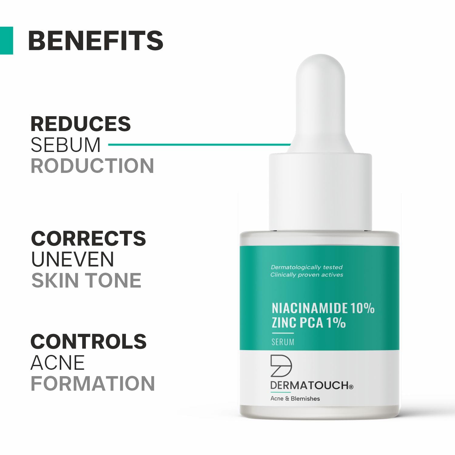 DERMATOUCH 10% Niacinamide Serum for Acne & Blemishes| Oil Balancing with Zinc PCA | For Acne Prone skin