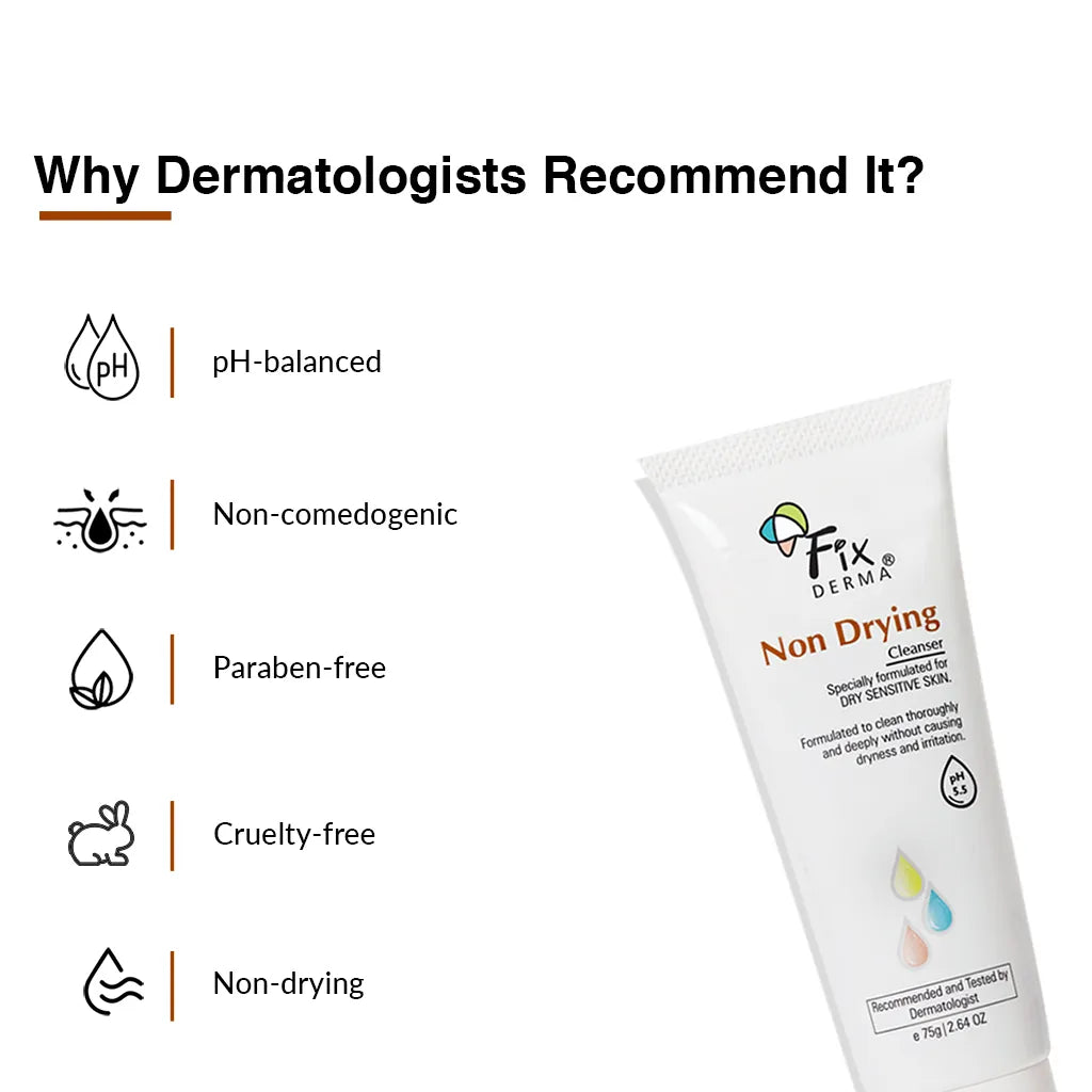 Fix Derma Non-Drying Cleanser - Face wash for Dry Skin | A pH-Balanced Solution for Gentle yet Effective Cleansing