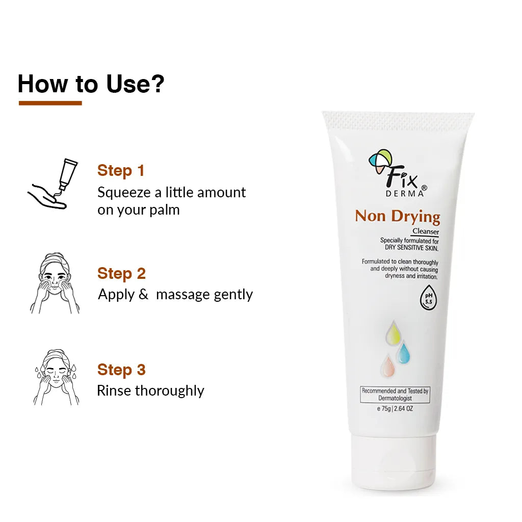 Fix Derma Non-Drying Cleanser - Face wash for Dry Skin | A pH-Balanced Solution for Gentle yet Effective Cleansing