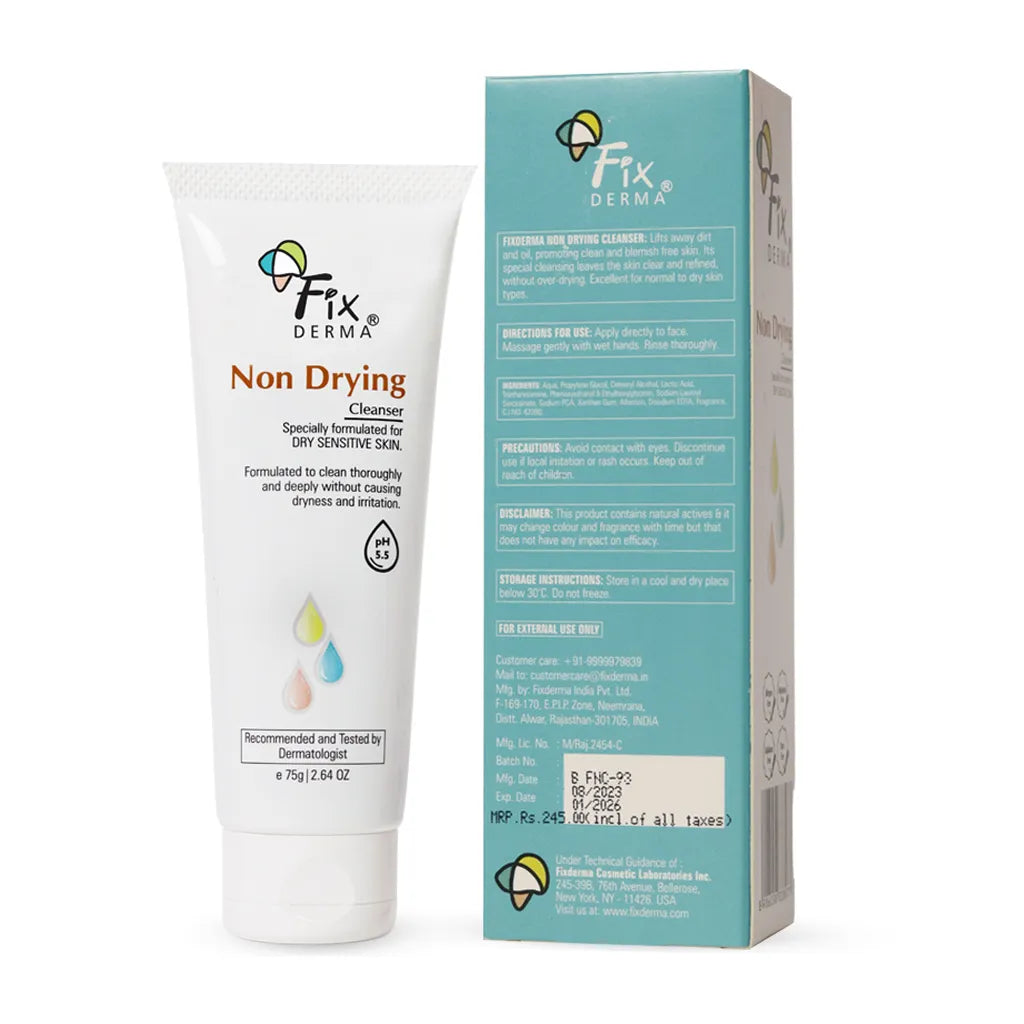 Fix Derma Non-Drying Cleanser - Face wash for Dry Skin | A pH-Balanced Solution for Gentle yet Effective Cleansing