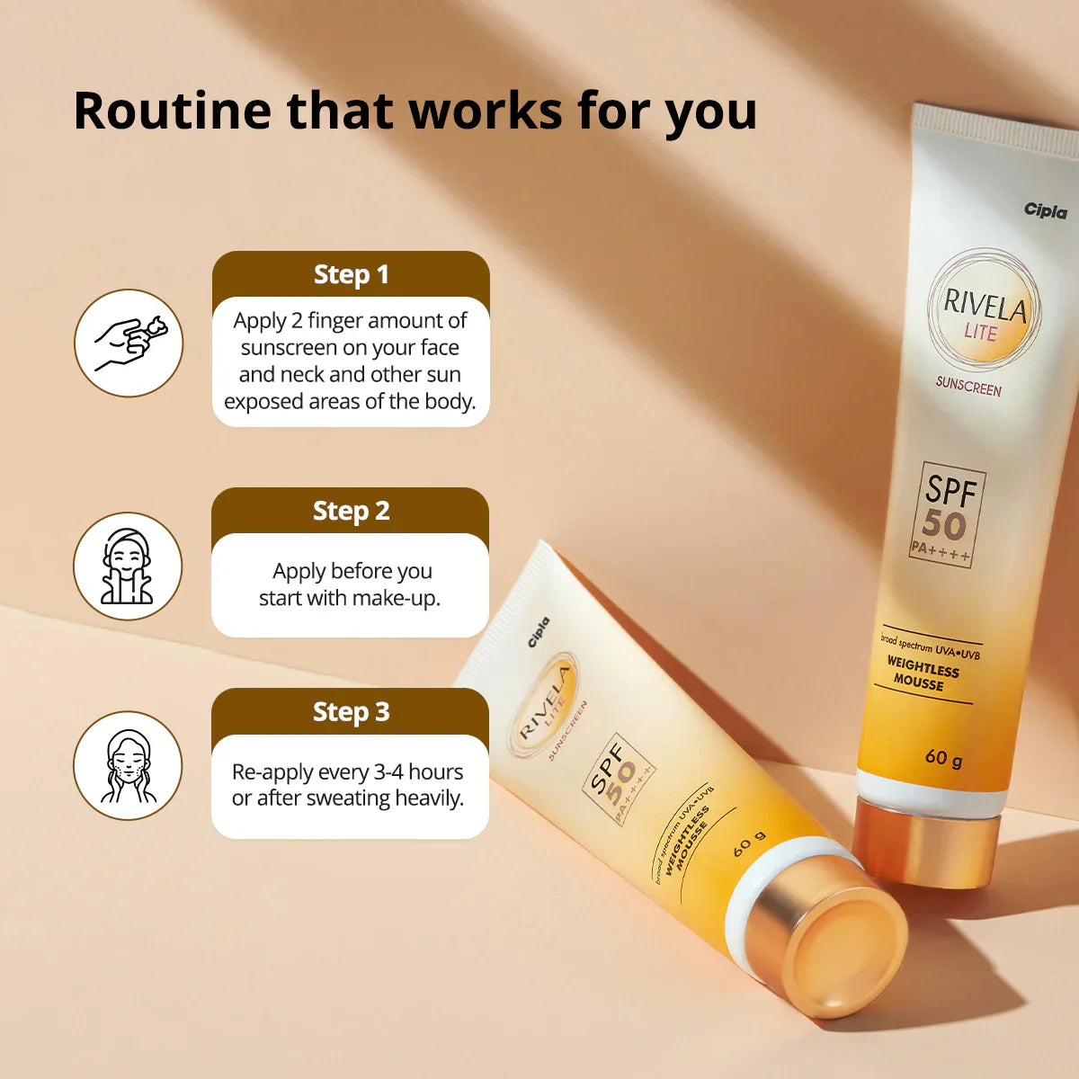 Rivela Lite Sunscreen SPF 50 PA++++| 60g