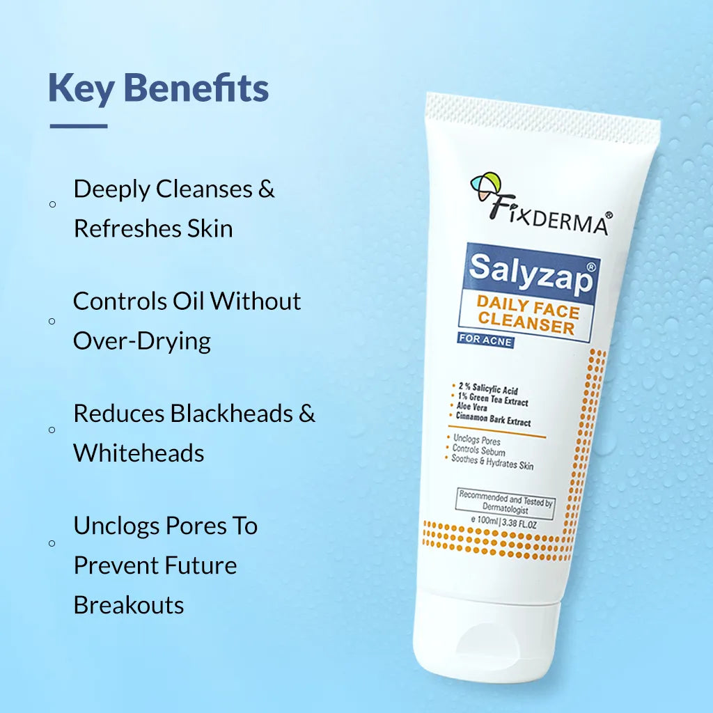 Salyzap Daily Face Cleanser | Non-Drying Cleansing Formula for Clear, Acne-Free Skin