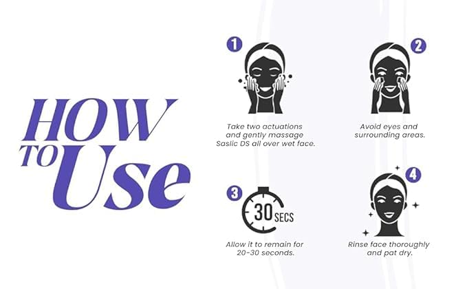 Saslic DS Foaming Face Wash | 2% Salicylic Acid | Acne Prevention | Pore Unclogging Formula for Clear Skin | 60ml