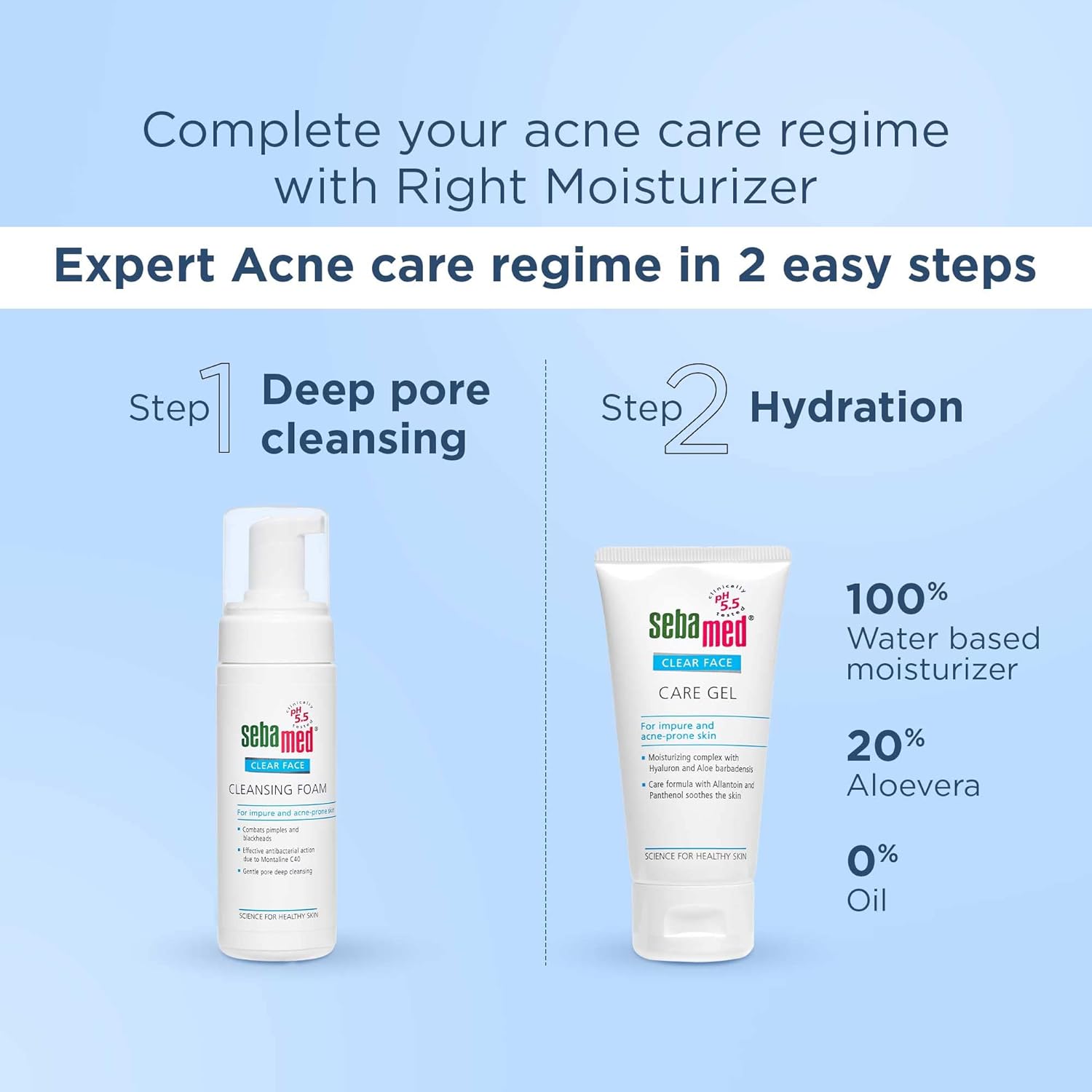 Sebamed Clear Face Cleansing Foam for Acne prone Skin I pH 5.5 I Gentle, Effective hydrating cleanser for pimples | Face wash |men & womenl Oil Free l Clinically proven l Toxin free