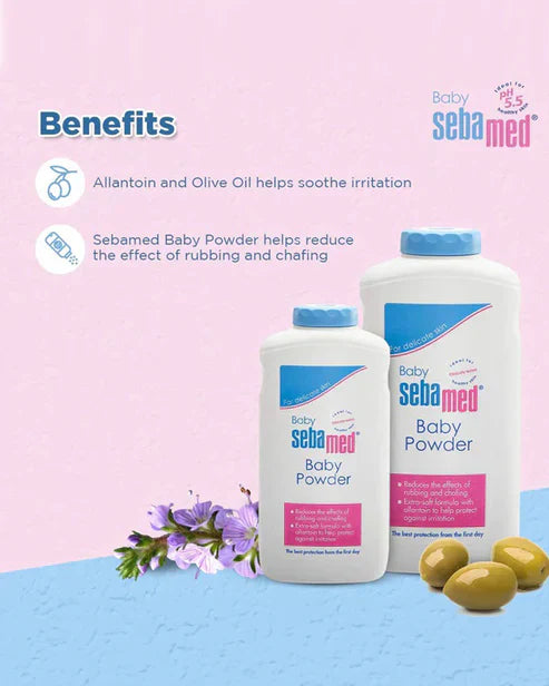 Sebamed Baby Powder| Olive Oil, Allantoin|Keeps newborn’s skin fresh|absorbs sweat