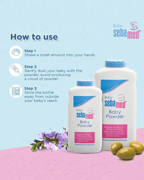 Sebamed Baby Powder| Olive Oil, Allantoin|Keeps newborn’s skin fresh|absorbs sweat